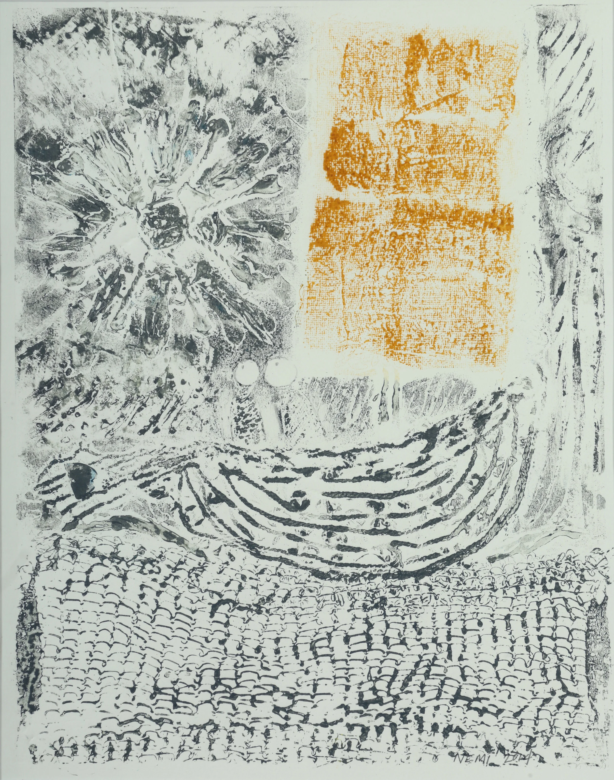 Two Men in a Boat  16x20  collograph  2015