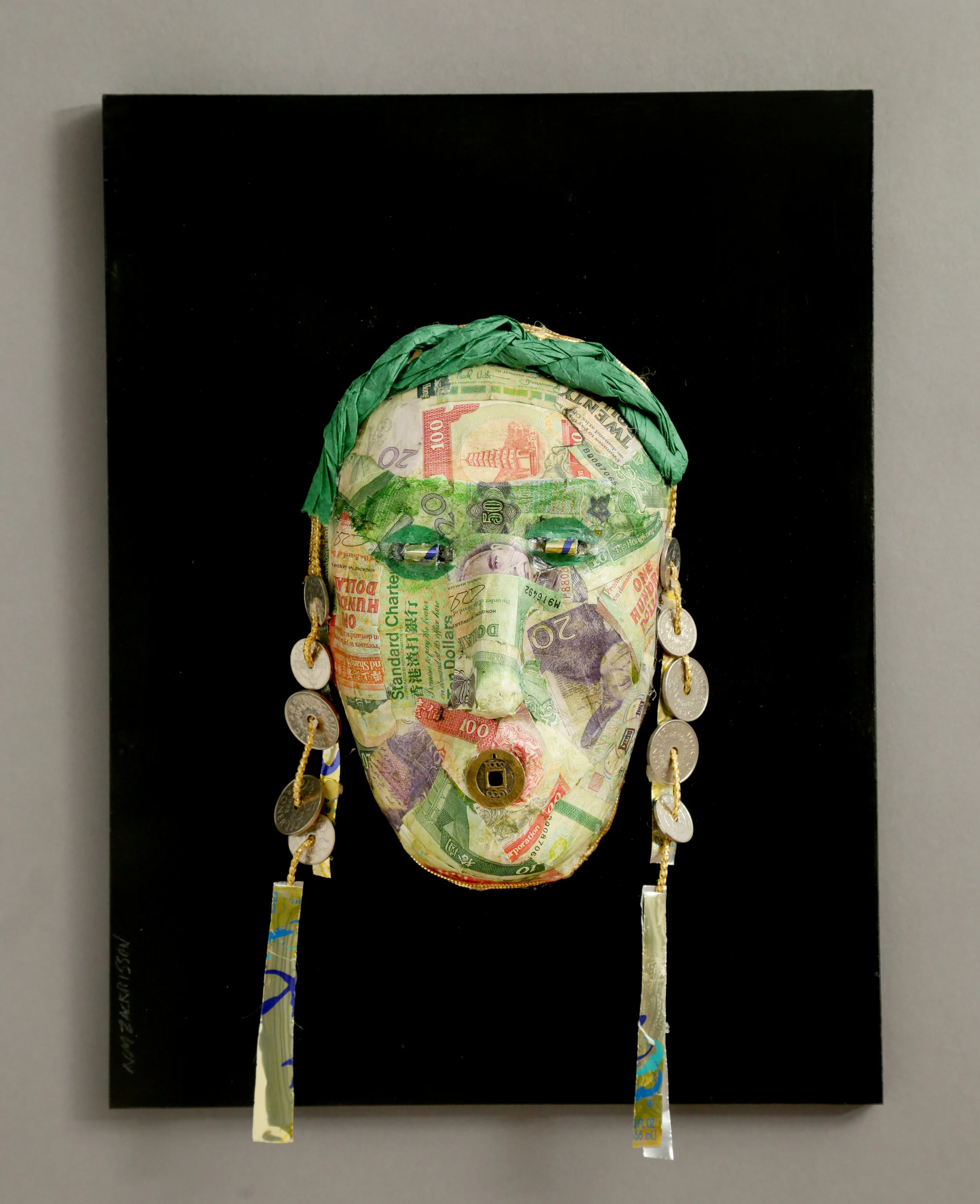 Money Money  12x16    mixed media mask   2017