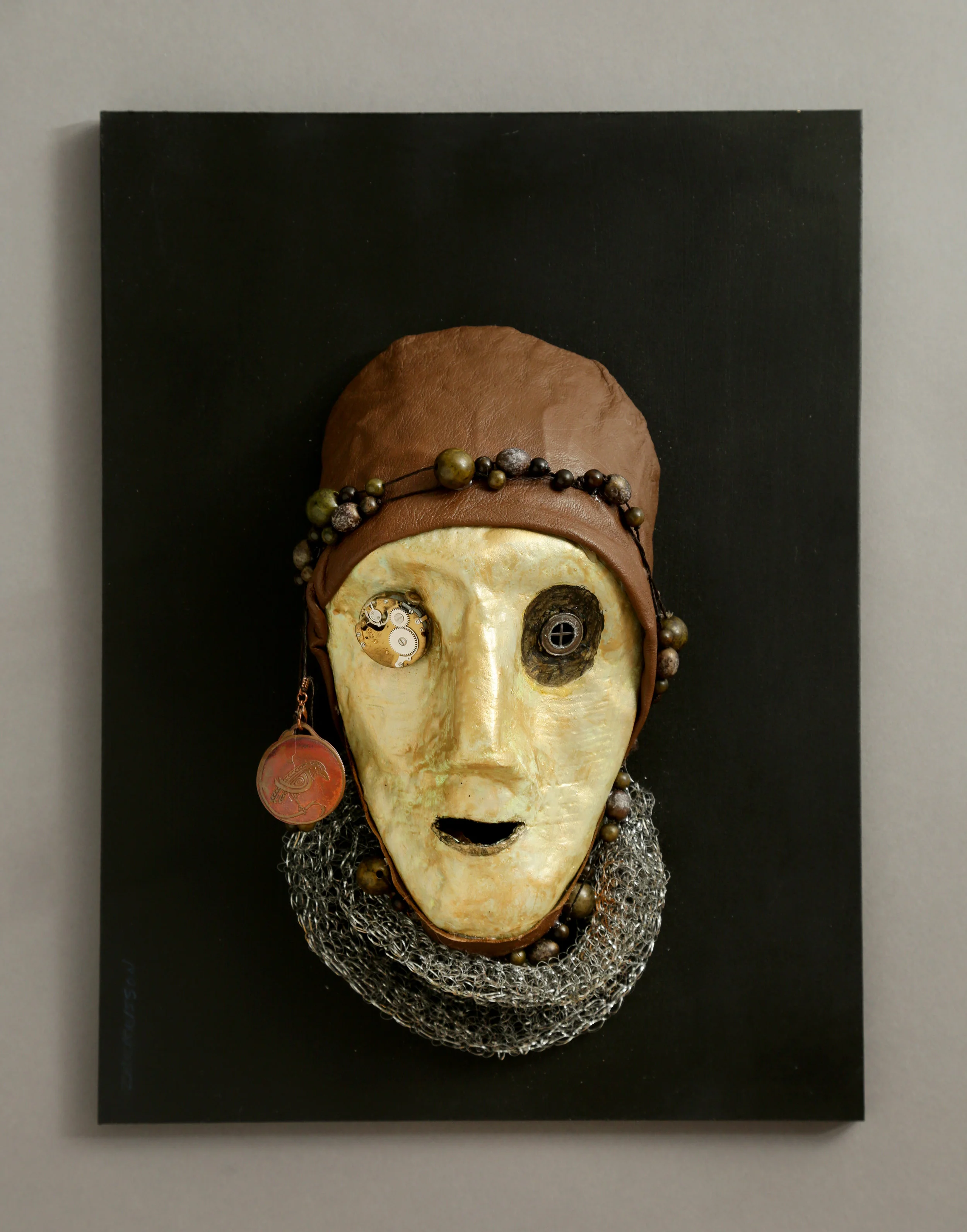 Clockwork Cyborg  12x16  mixed media mask  2017
