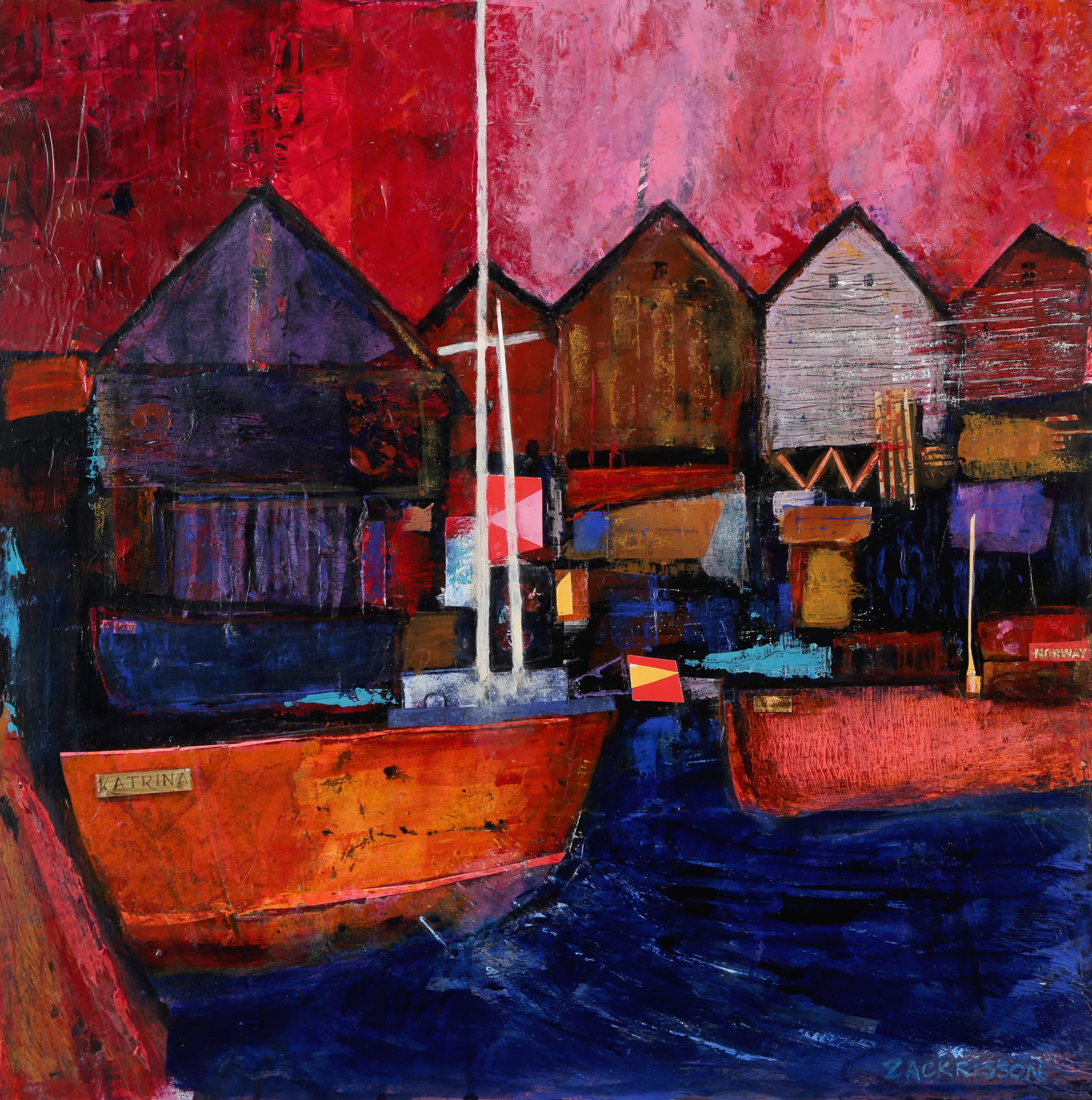 Red Boat; Dark Harbor    24x24      2017