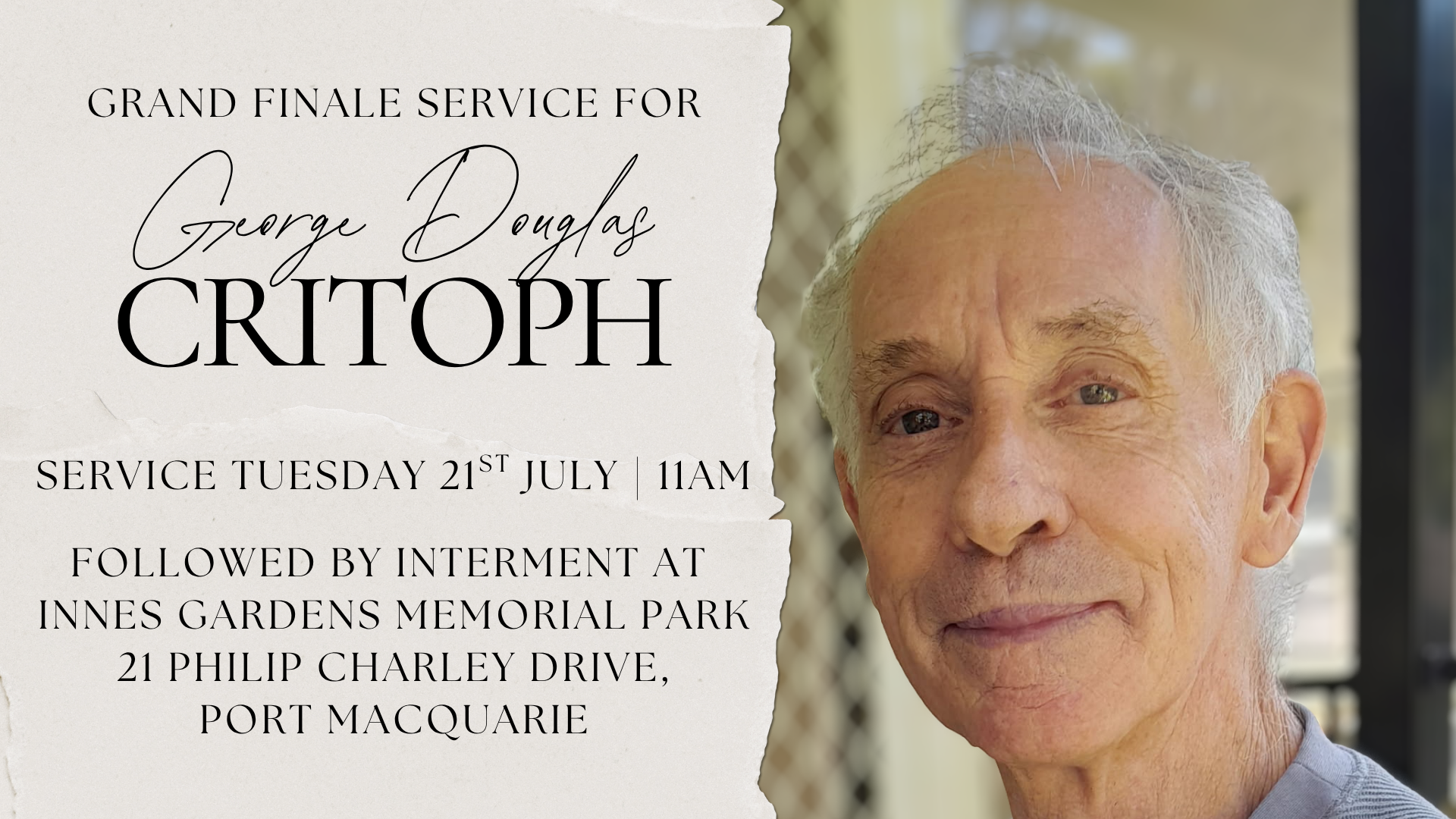 George Critoph Grand Finale Service