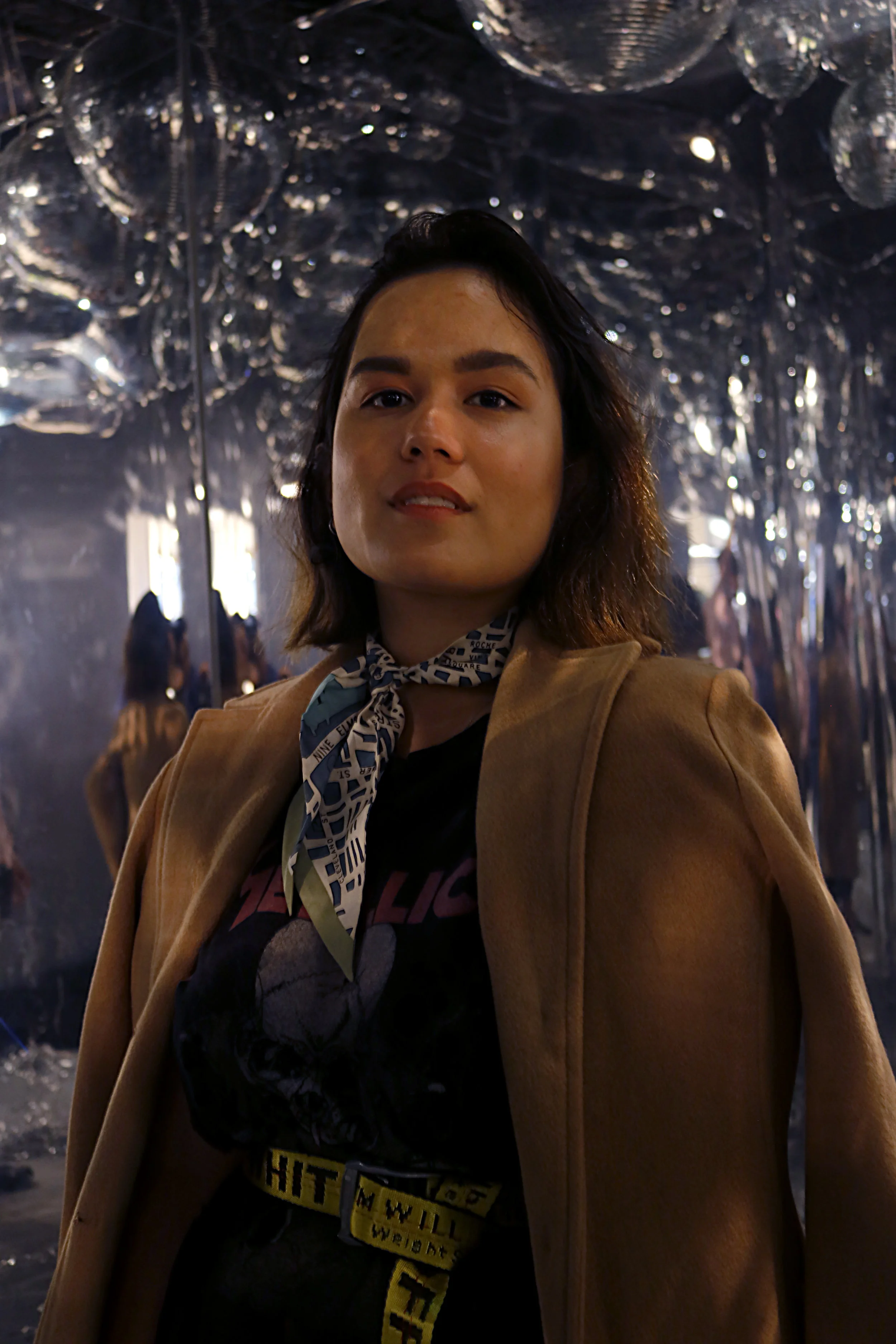 Wearing; Burberry Neck Tie, Vintage Coat, Topshop Shirt, Off-White Belt.