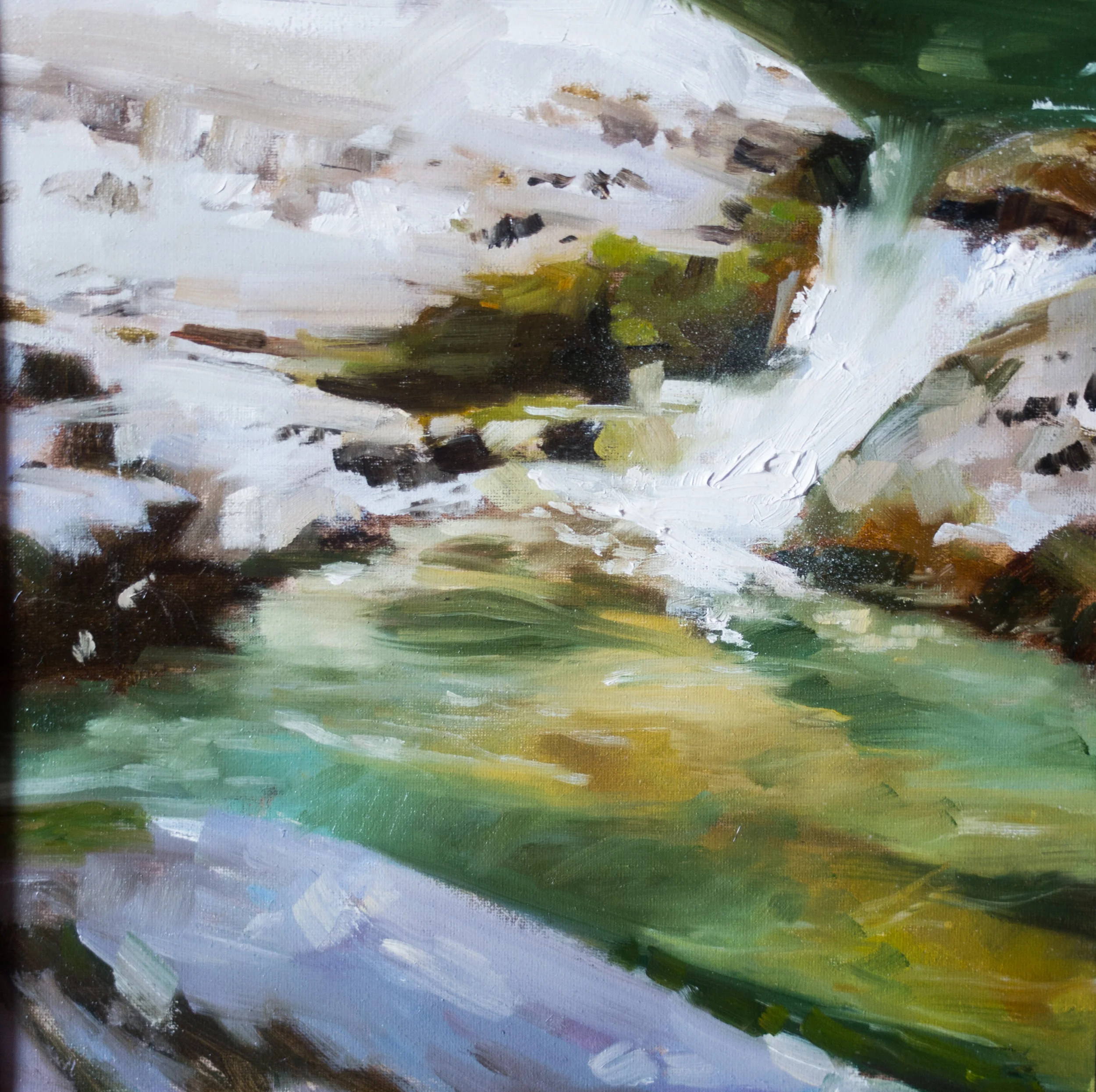 The Green Falls, 12 x 12" oil on canvas, $350 SOLD
