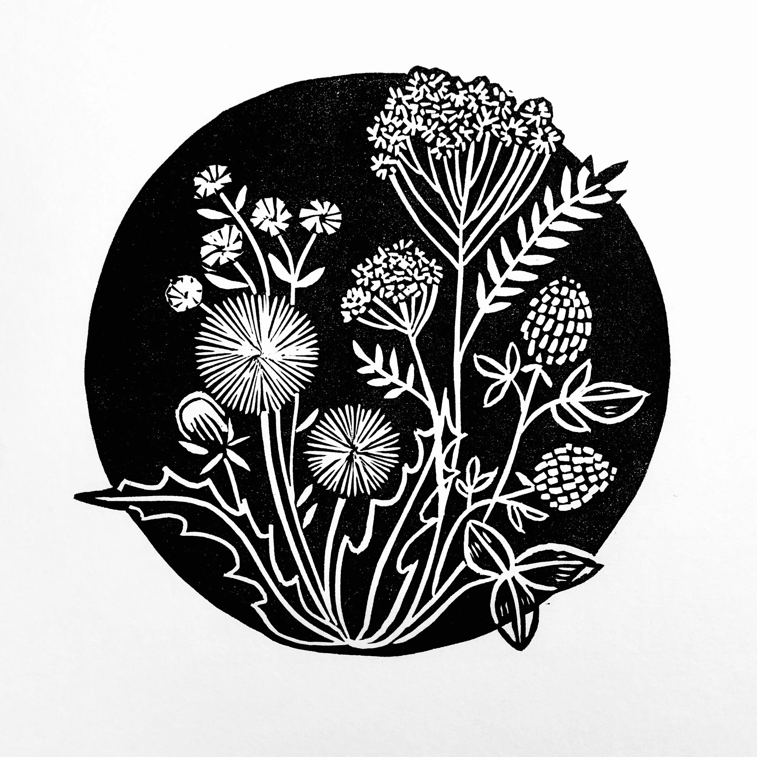 "High Summer" 8 x 8" original linocut. $25