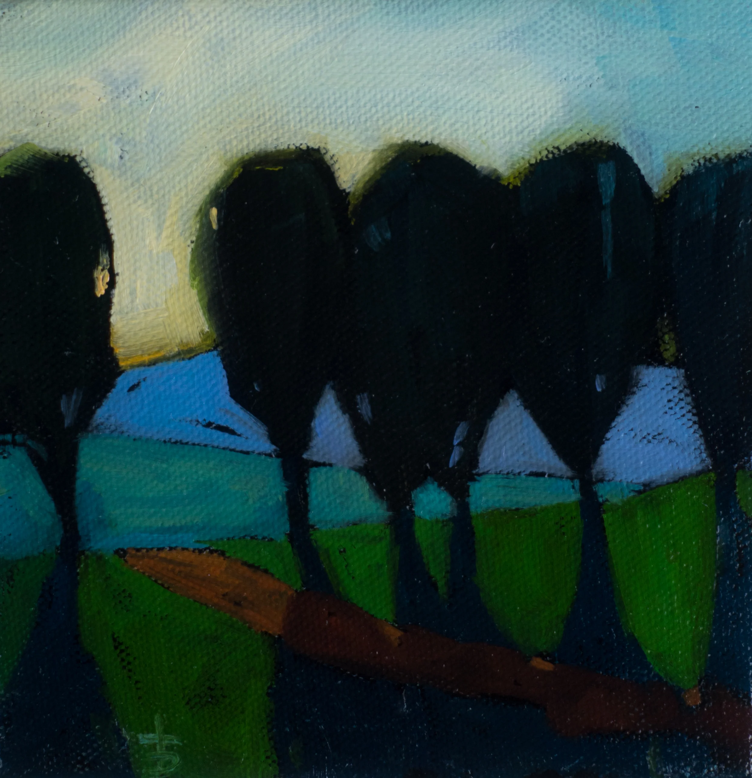 "Poplar and Shadows III" 5 x 5", oil on canvas, $85