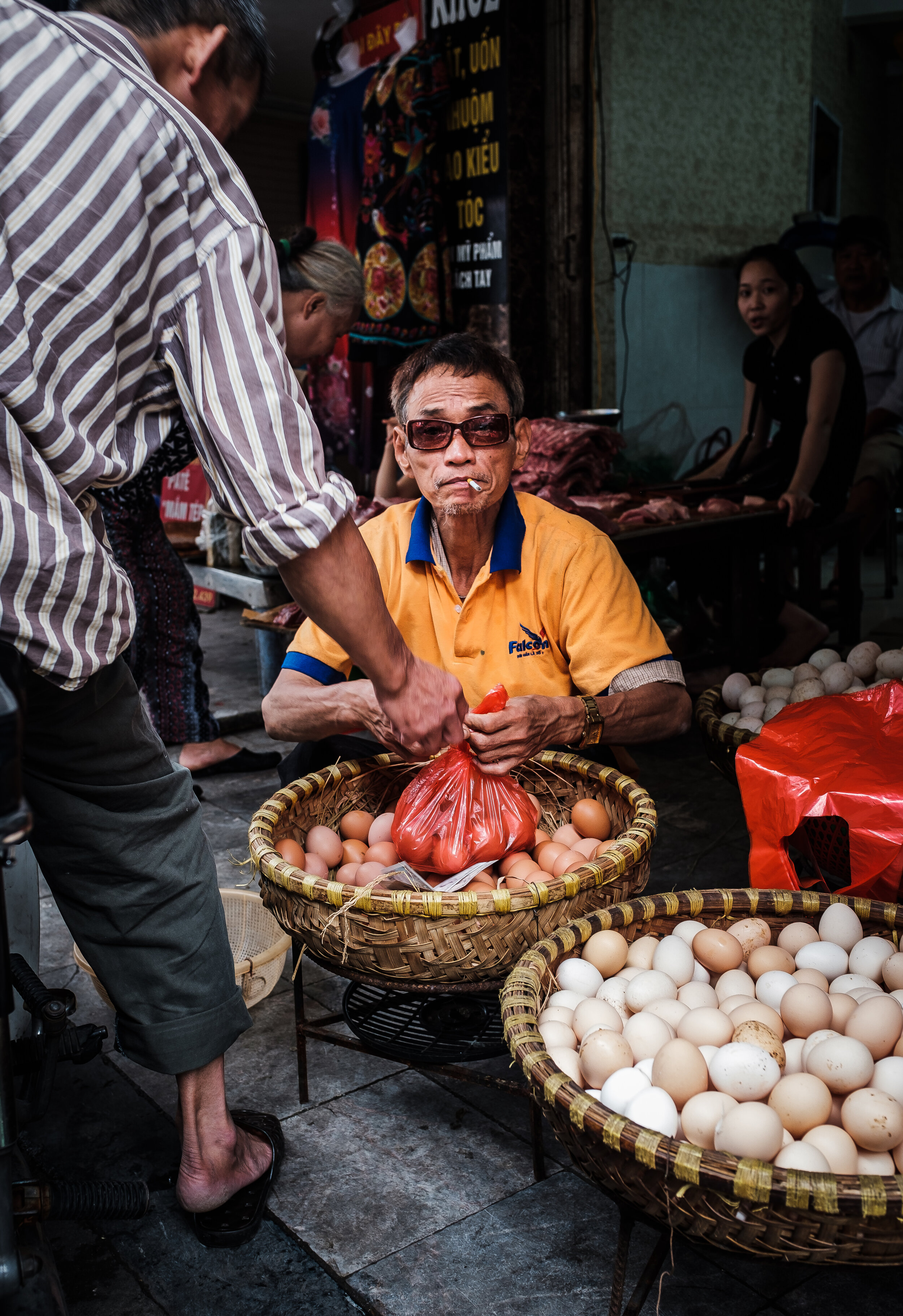Hanoi man selling eggs 