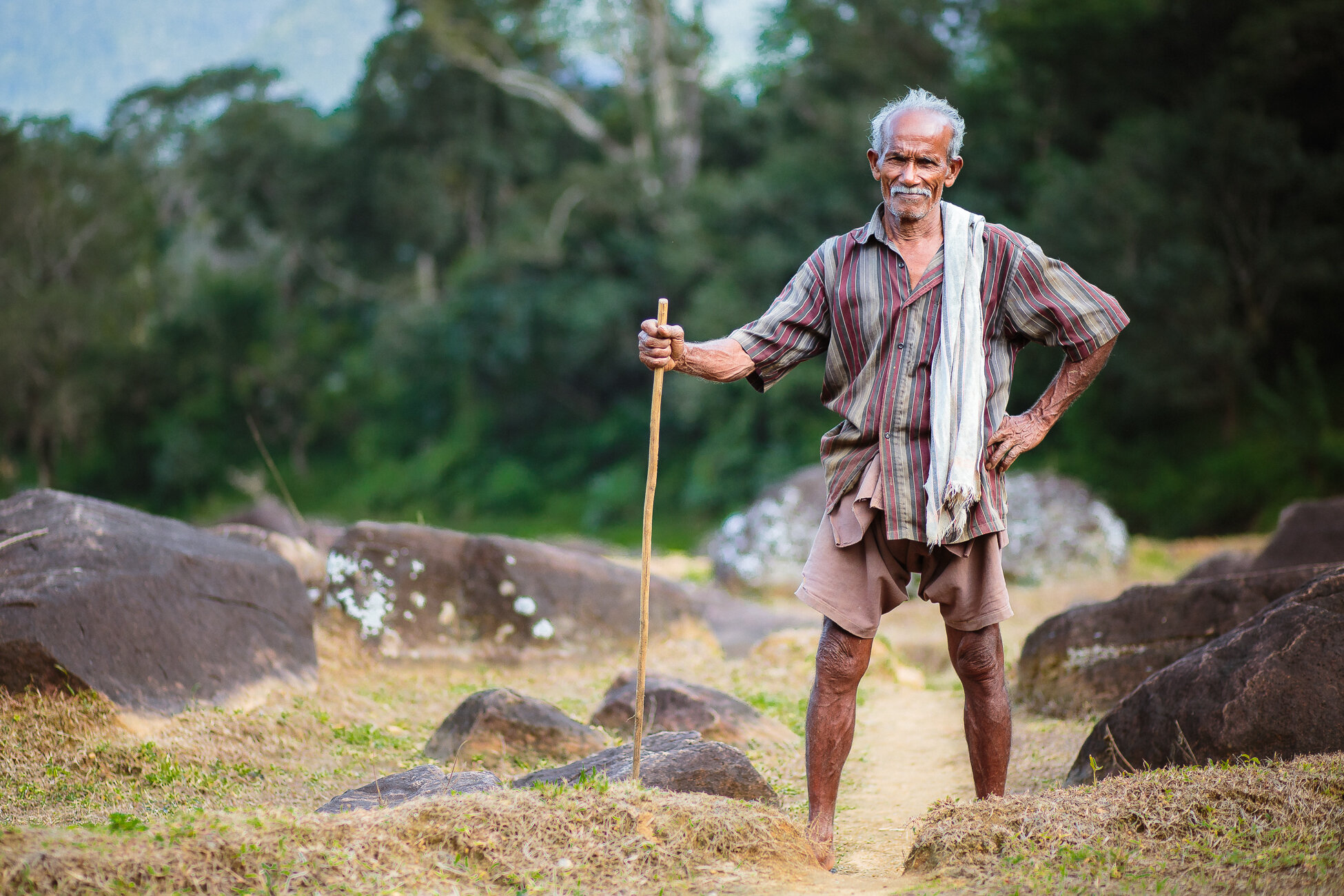 A villager guarding his paddy field in meemure - Sri Lanka