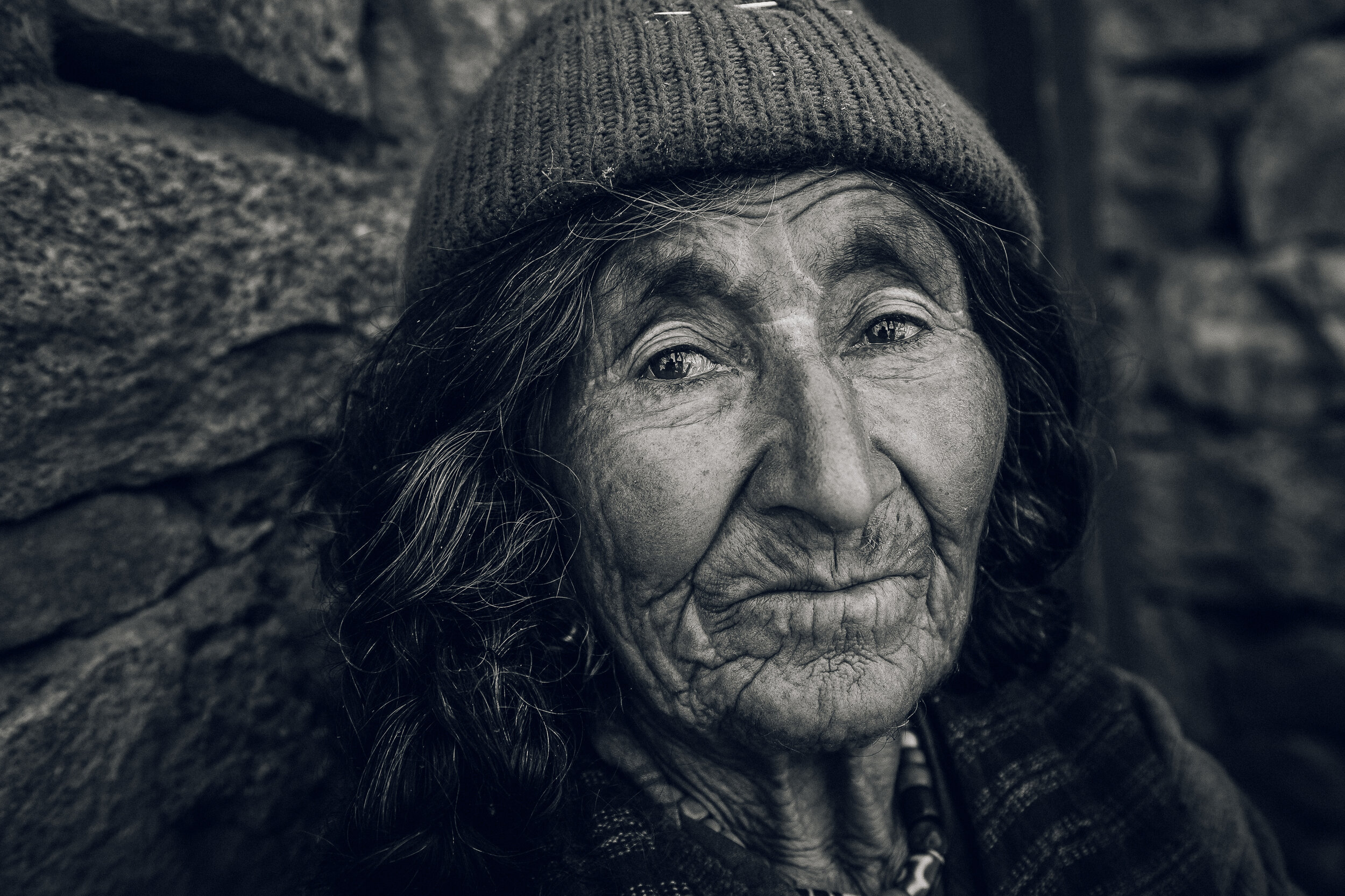 An old woman in a aryan village in Himalaya ranges in Ladakh - I