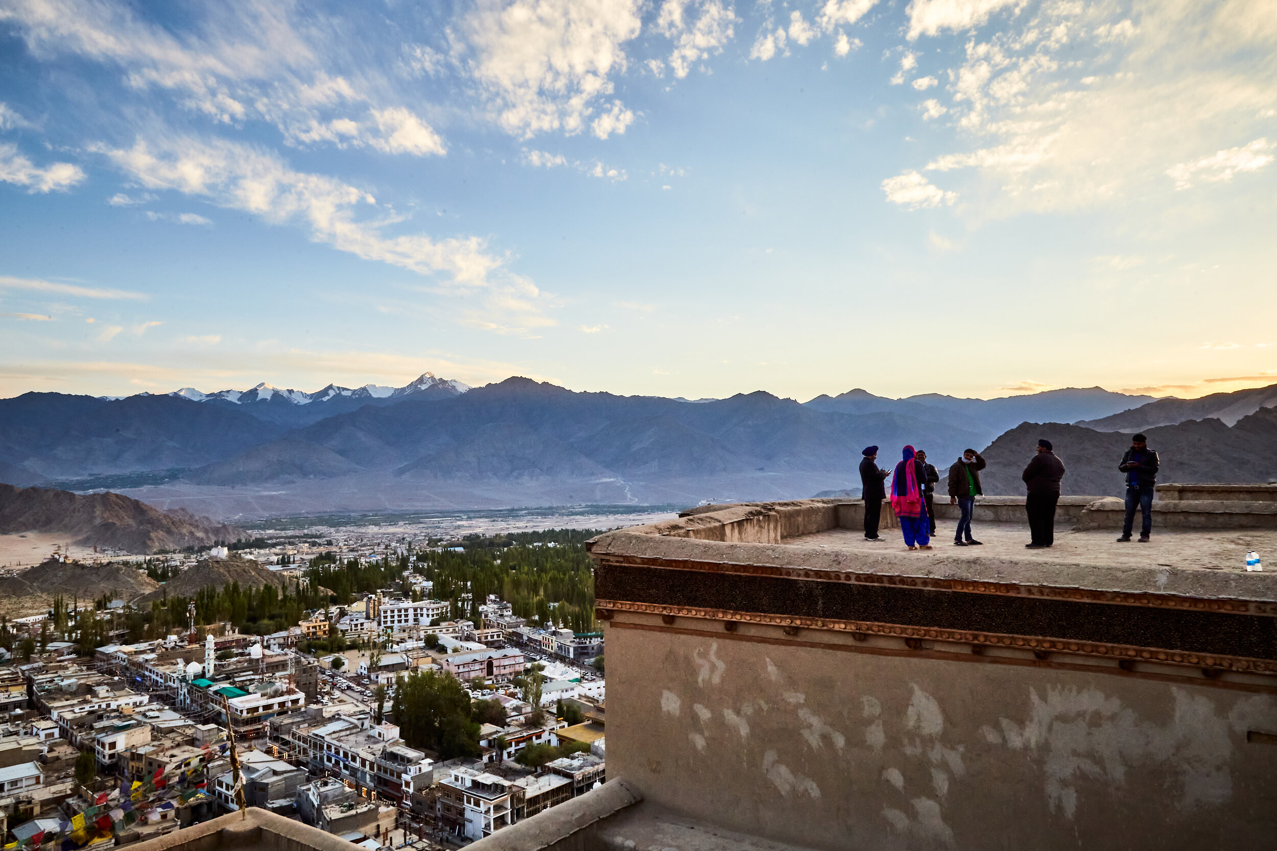  Tourists standing on the top of Leh palace. In the recent past this Himalayan outpost has become a popular tourist destination for the majority local tourists, thanks to several movies shot in the region. 