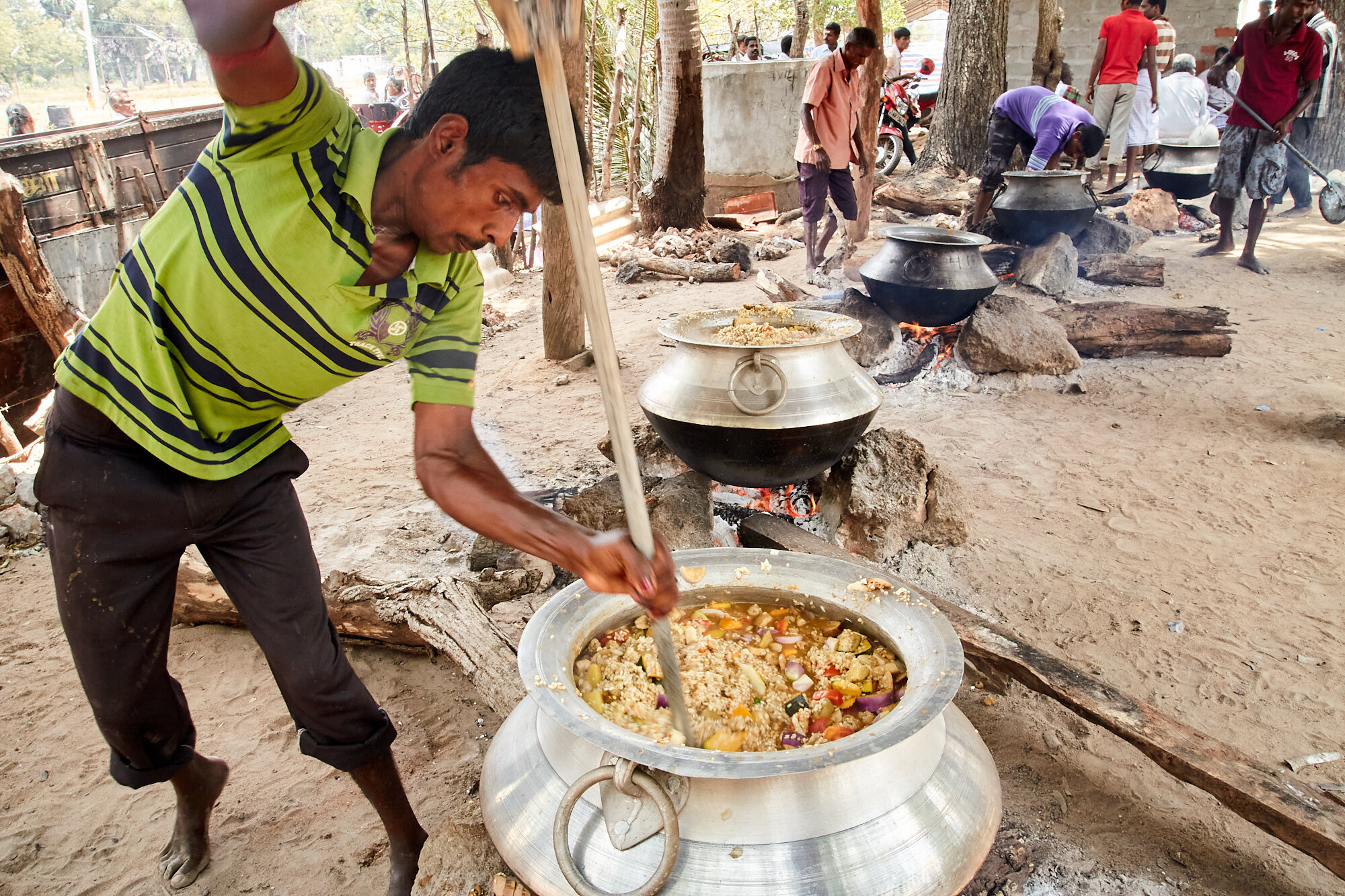  Meanwhile at the main temple free meals are being prepared to an extent that will feed hundreds if not thousands of devotees. 