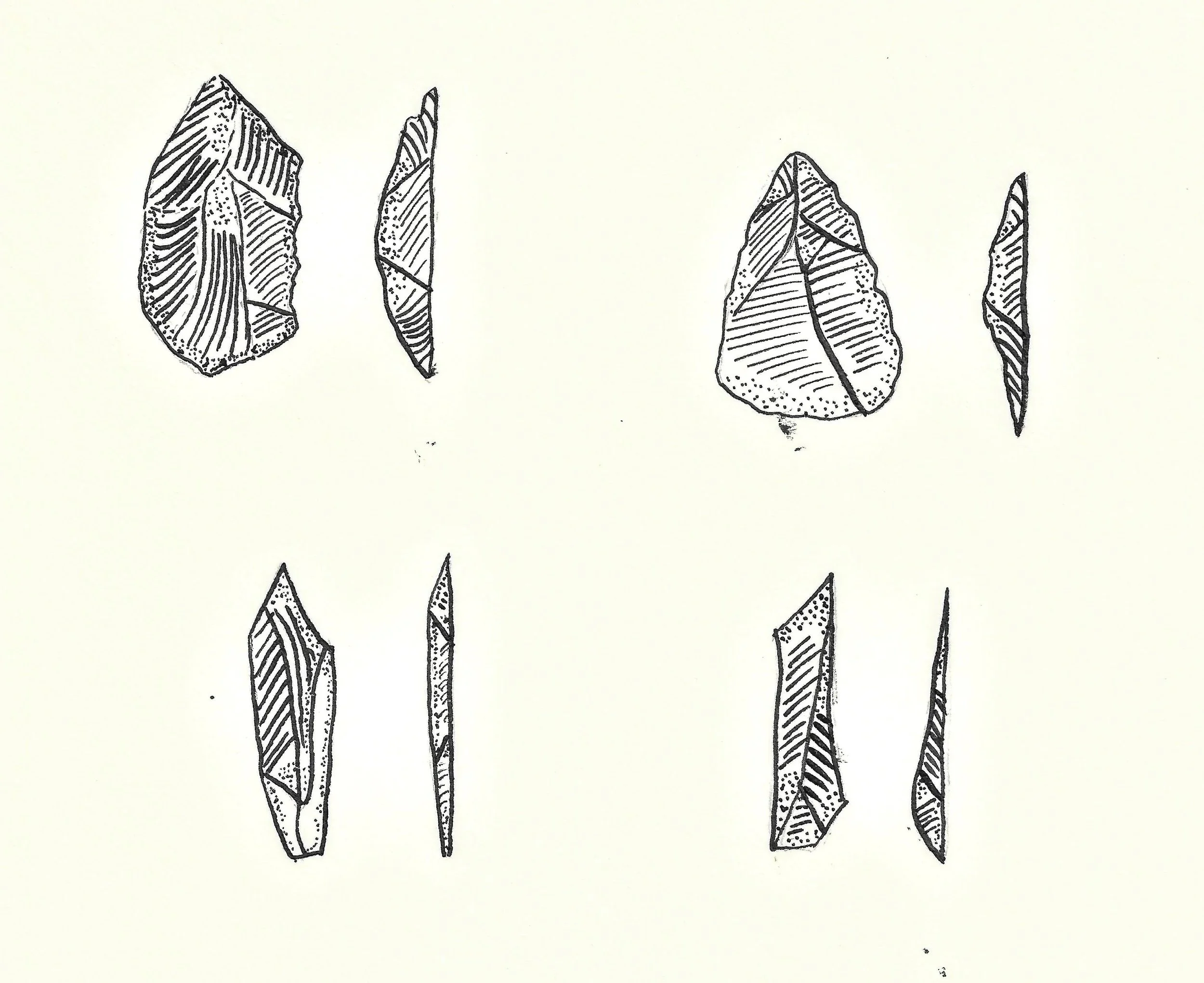 Blades. Smaller, sharper tools from the mesolithic or middle stone age period.