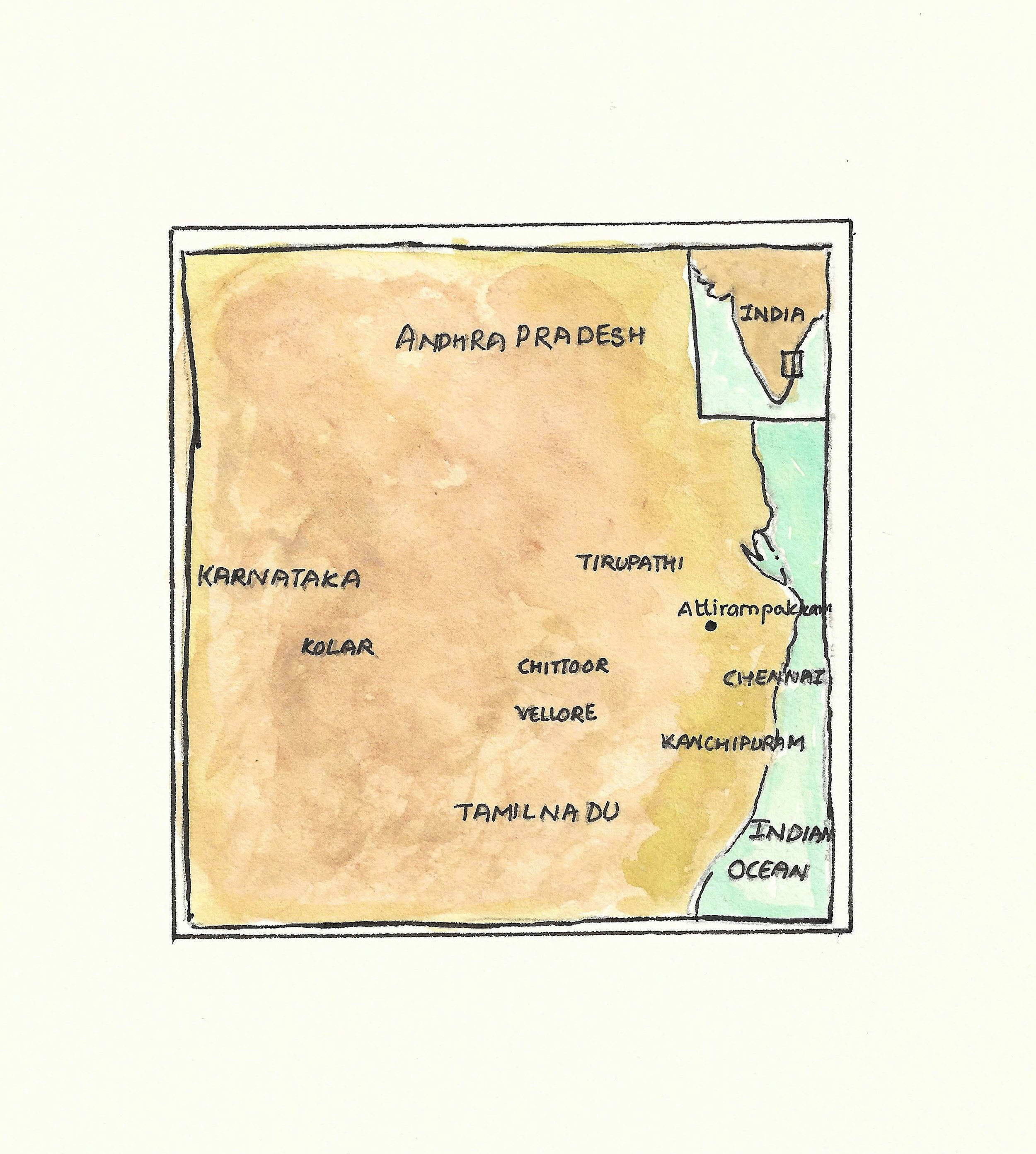 A map of Attirampakkam, an archaeological site close to the south Indian city of Chennai that has been studied for more than a century.