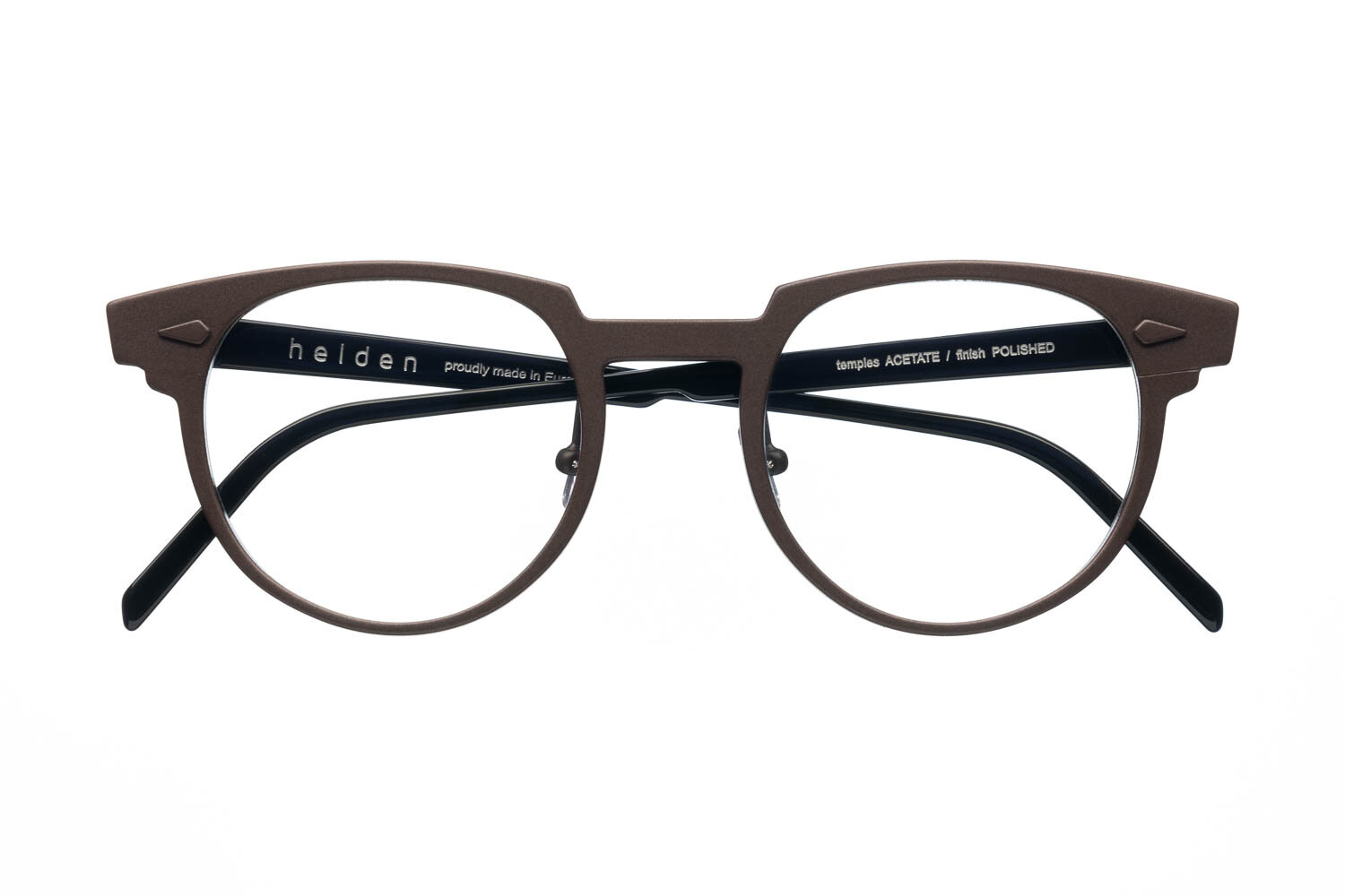 model ALUMINUM NINE front MOCCA / temples POLISHED ACETATE