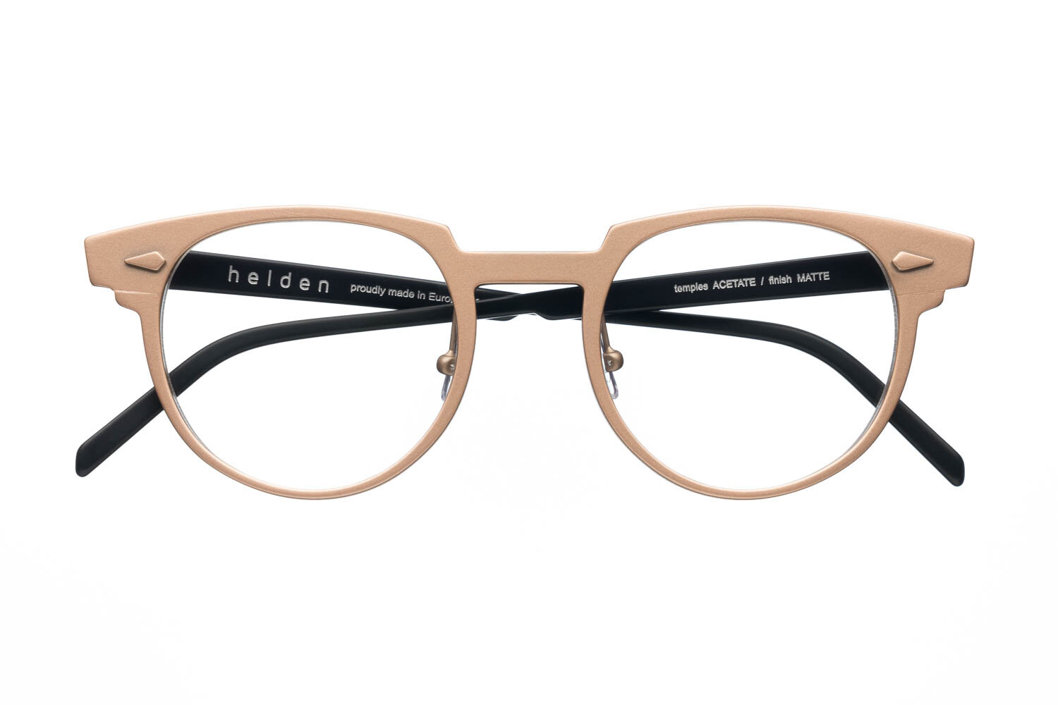 model ALUMINUM NINE front PROSECCO / temples MATTE ACETATE