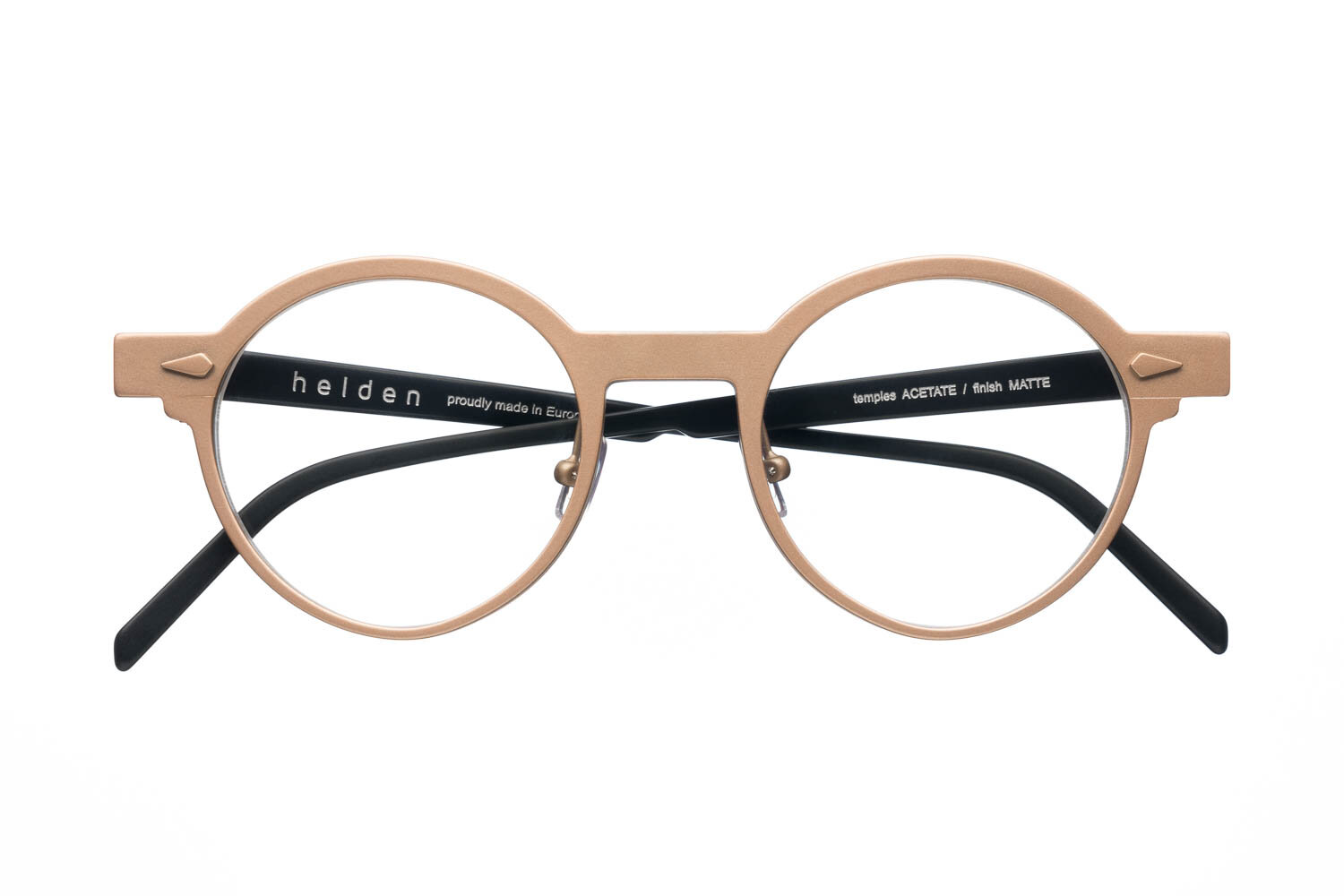 model ALUMINUM SIX front PROSECCO / temples MATTE ACETATE