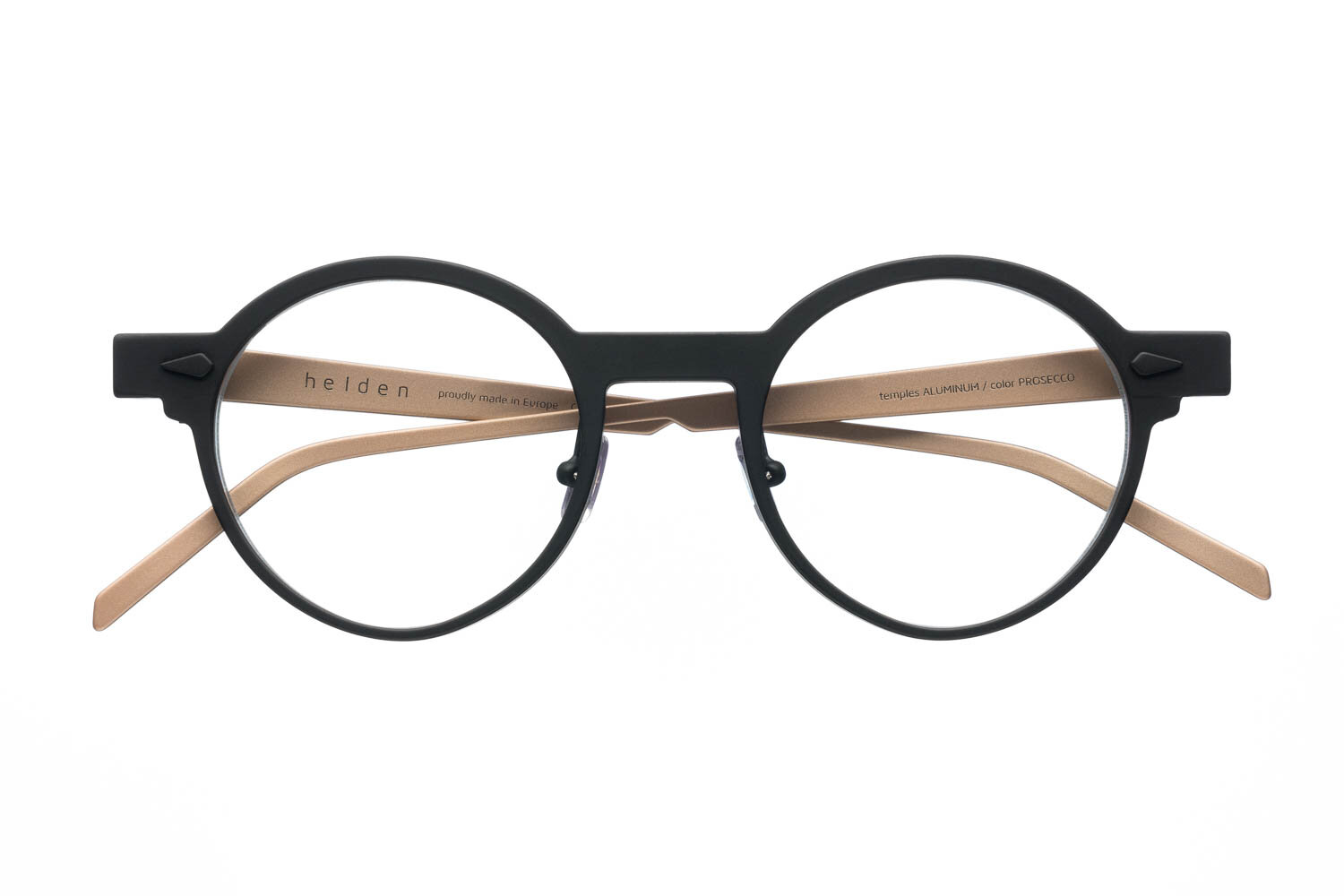 model ALUMINUM SIX front NERO / temples PROSECCO ALUMINUM