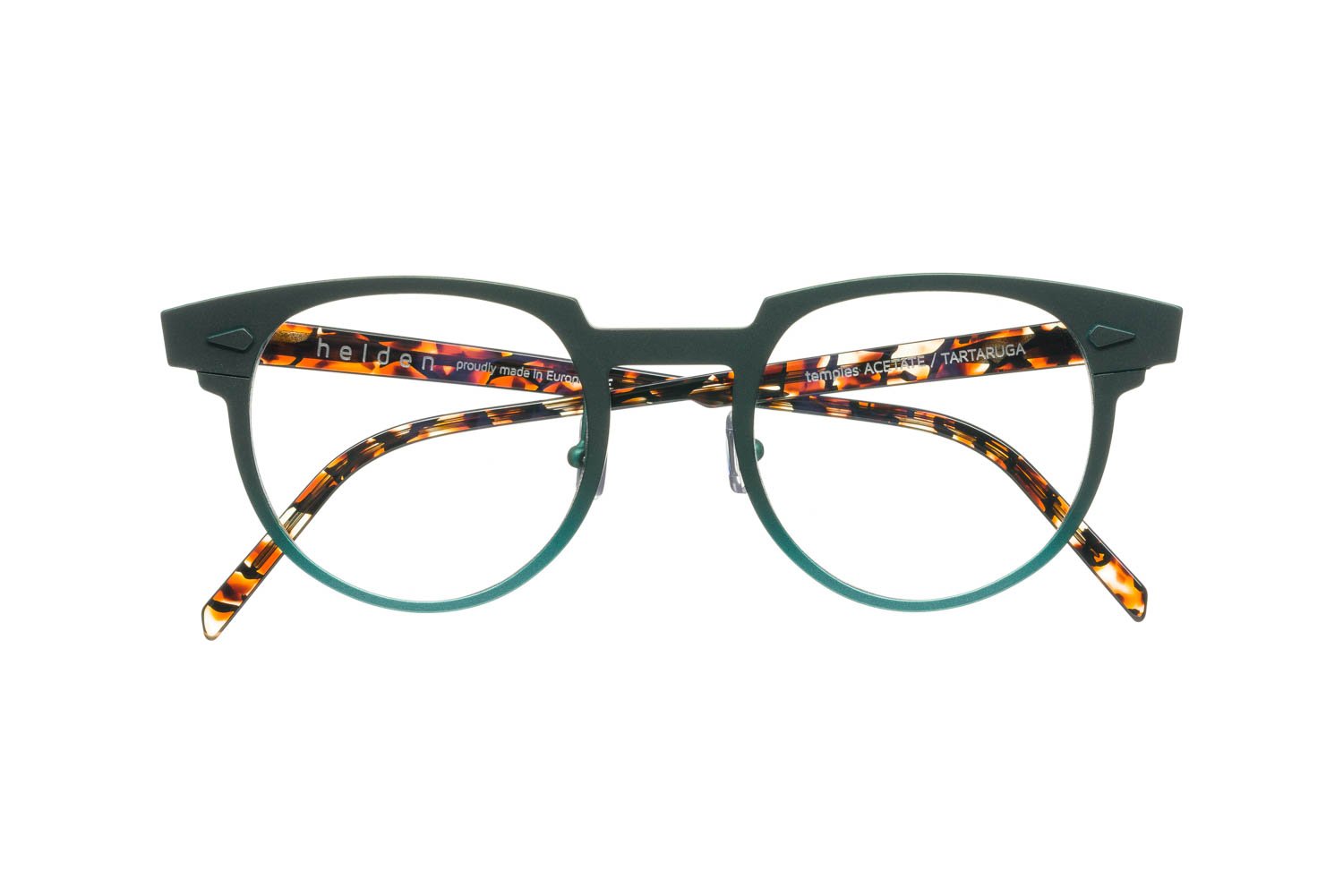 model ALUMINUM NINE front VERDE / temples TARTATUGA