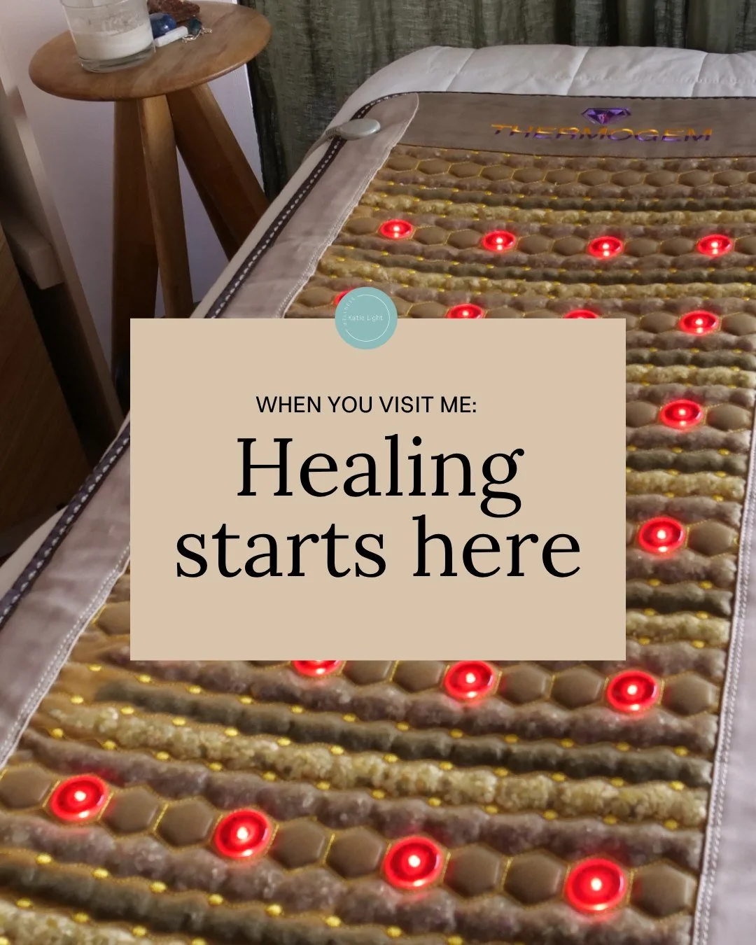 Lying on the infrared and PEMF mats, your body is gently guided to repair and restore. ✨
Crushed crystals, heat, and energy combine to support your muscles, tissues, and bones, allowing your body to do what it does best: heal itself.

It&rsquo;s holi