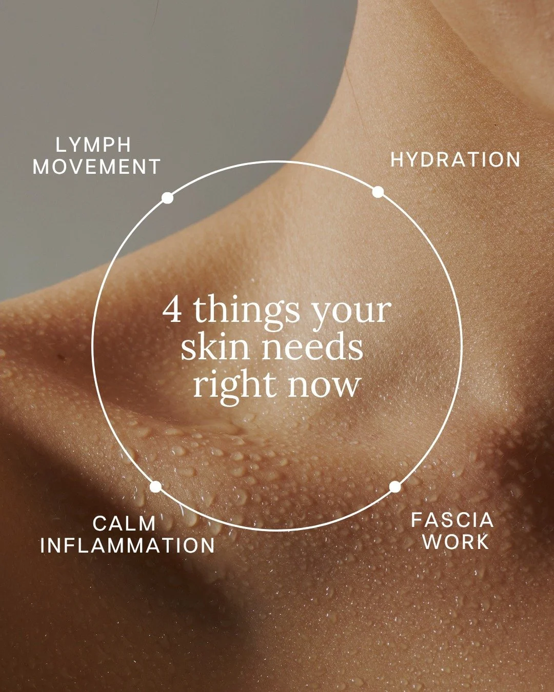 After winter, the skin barrier can feel depleted rather than dull.

Spring skin needs support, not stimulation.

This is the time to:
&bull; restore hydration
&bull; support lymph flow
&bull; calm inflammation
&bull; work gently with the fascia

Spri