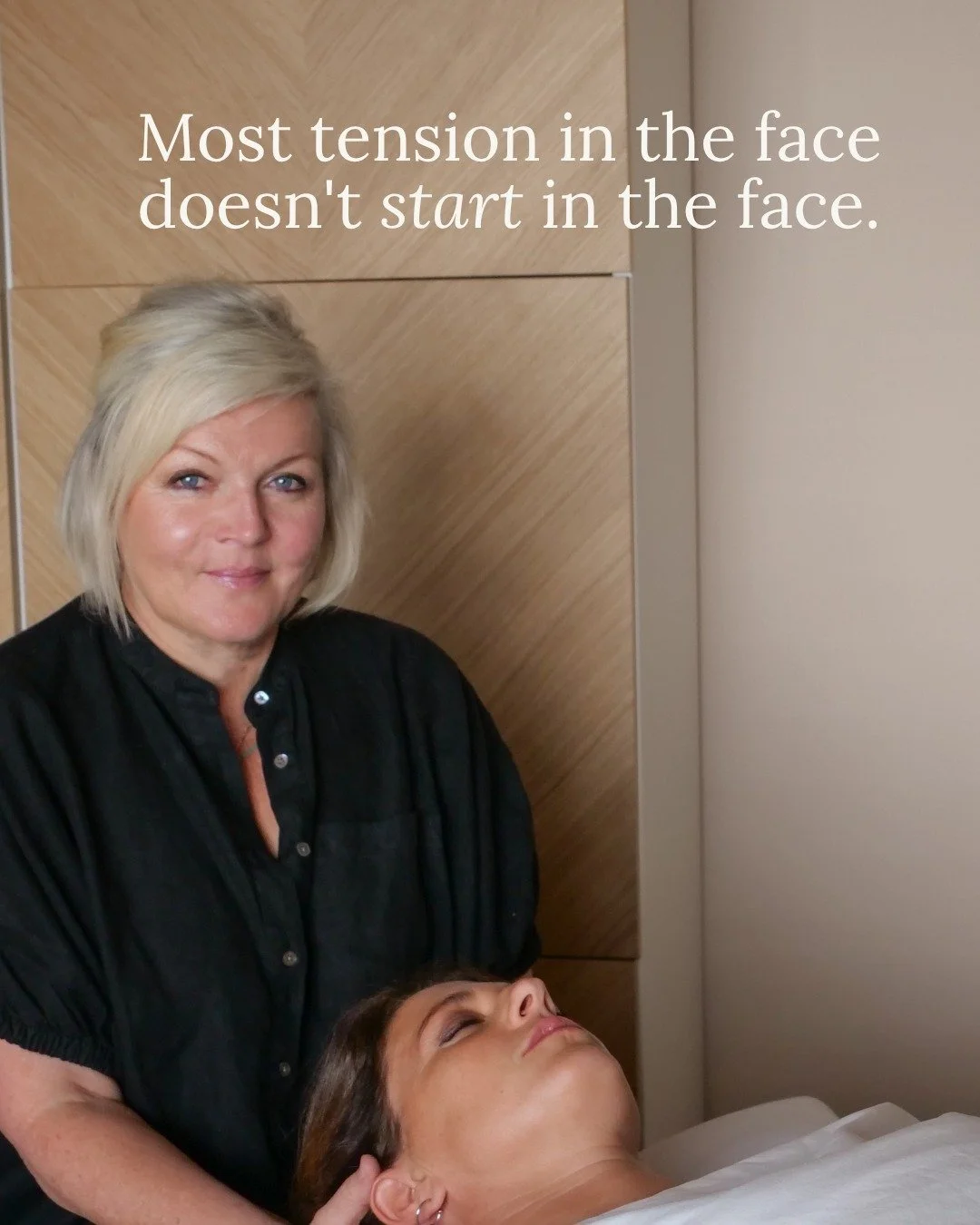 If you wake up with a tight jaw, get headaches by 4pm, or notice your face looking heavier than it used to, this is your treatment.
 
The jaw holds an enormous amount. Stress, breath, language we didn't quite say. Over time, that tension reshapes the