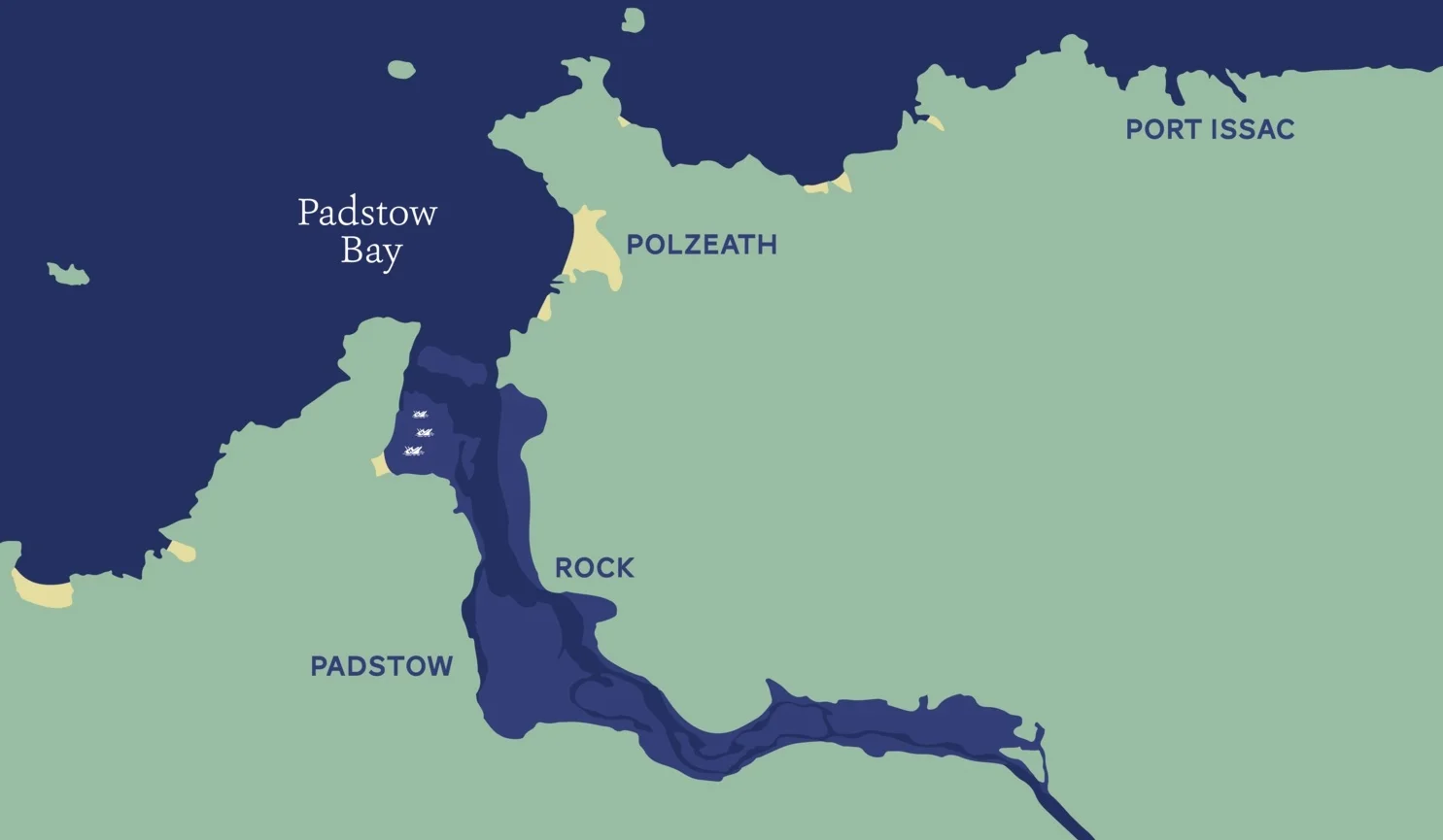 Map of Camel Estuary, Padstow, North Cornwall.