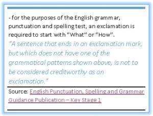 KS1 exclamation mark guidance
