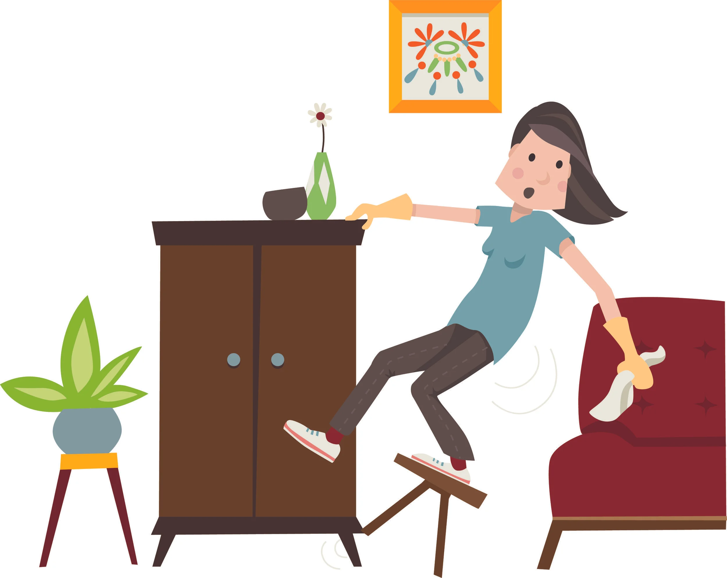 annika_metze_illustration_vektor_unfall_gefahr_putzen_putzfrau_sturz_wohnzimmer.jpg