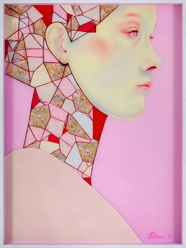 Amaranth / 2015 / Oil, acrylic, mixed media and resin on wood panel / 4x3 feet / 122 x 91.5 cm / ©LaurenBrevner / Enquire about this artwork