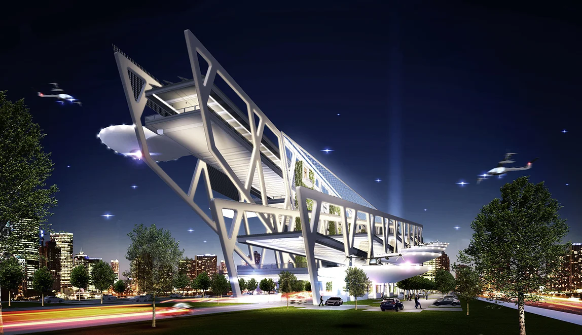 One of the many futuristic concepts for the Uber Air ‘Skyports’