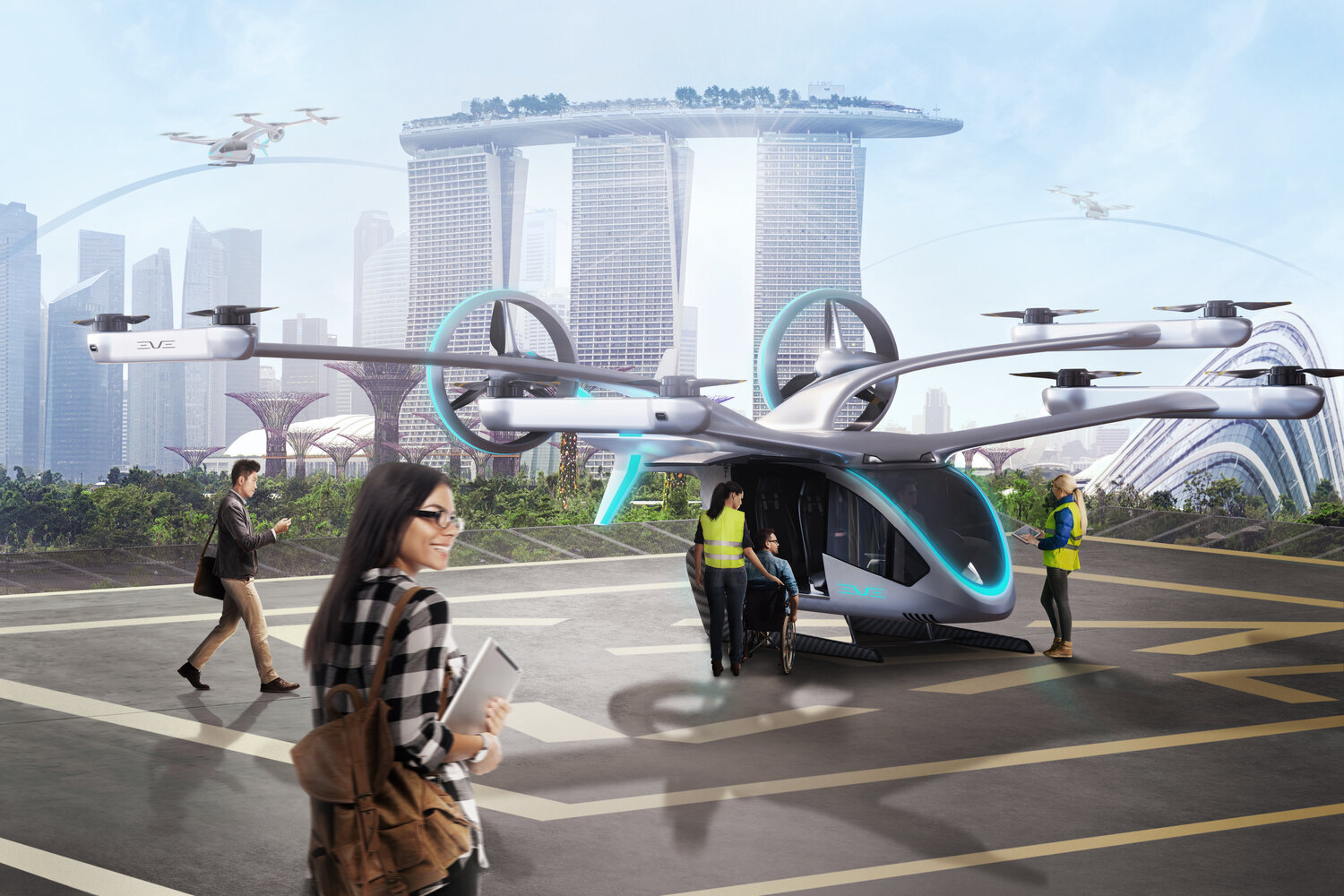 Eve will focus on delivering a 4-passenger air taxi, as well as its own urban air traffic management solution to market by the middle of the decade. Courtesy: Eve Air Mobility Solutions