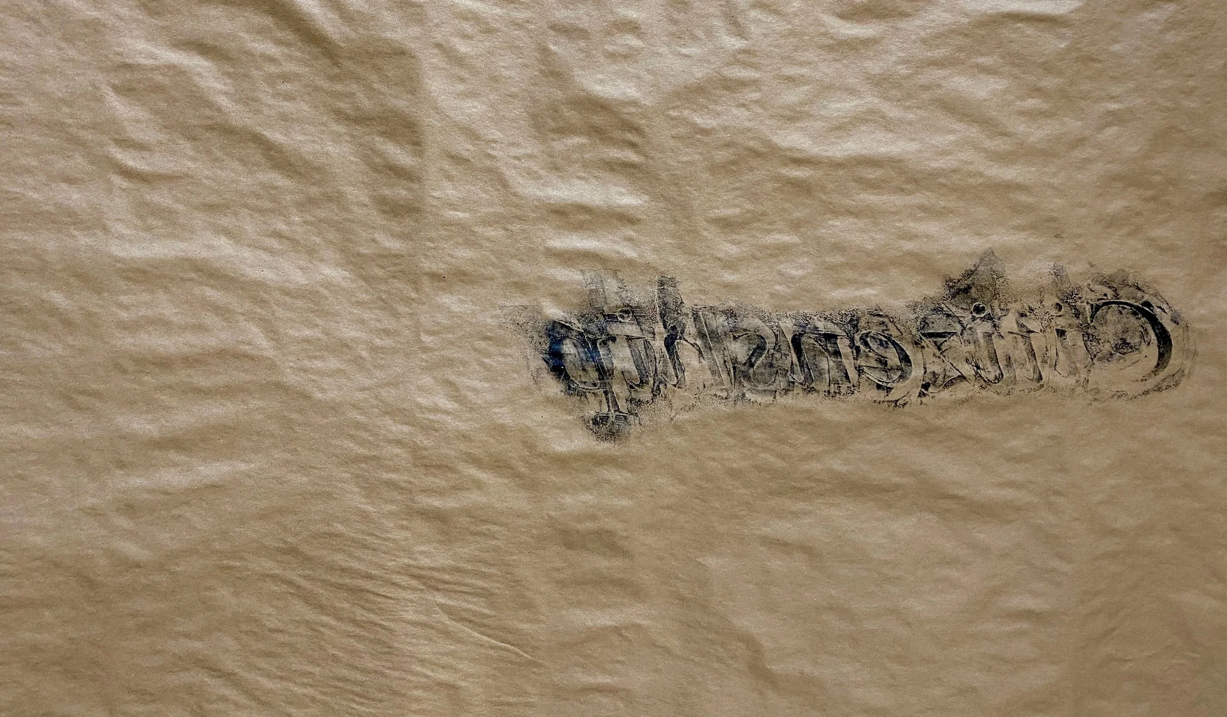  Intaglio on butcher paper from “Today we become” drywall 2020 
