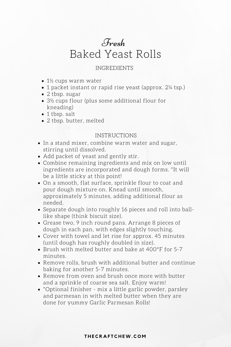 Fresh Baked Yeast Rolls — Craft Chew