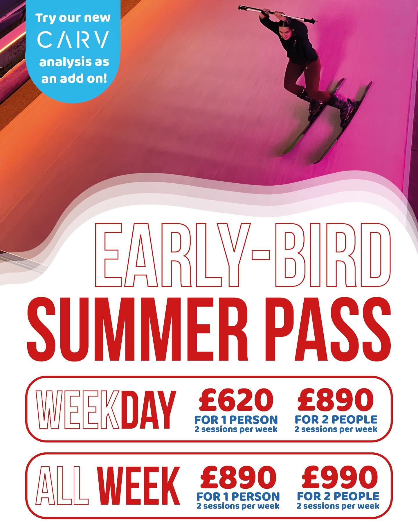 ☀️ EARLY-BIRD SUMMER SKI PASS 2025 &ndash; ON SALE NOW! ☀️
 Your favourite summer package is back, and it&rsquo;s better than ever! ❄️⛷️
 Ski twice a week for 21 weeks &ndash; that&rsquo;s up to 42 indoor slope sessions for one or two people!

🎿 PRI