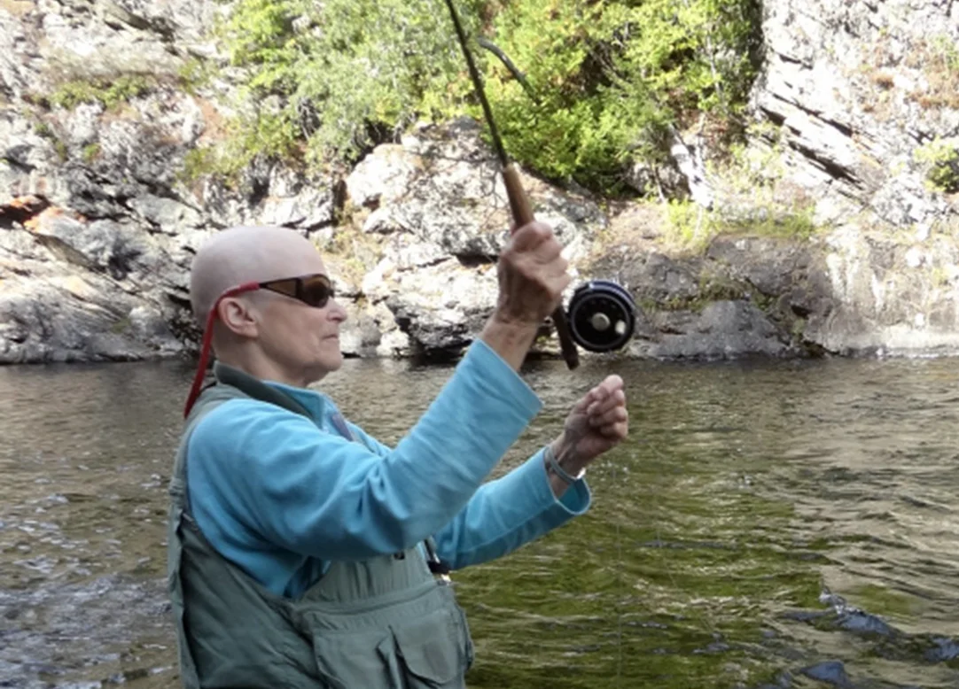 Fishing while bald. Remember to breathe fresh air and feel nature all around . . .