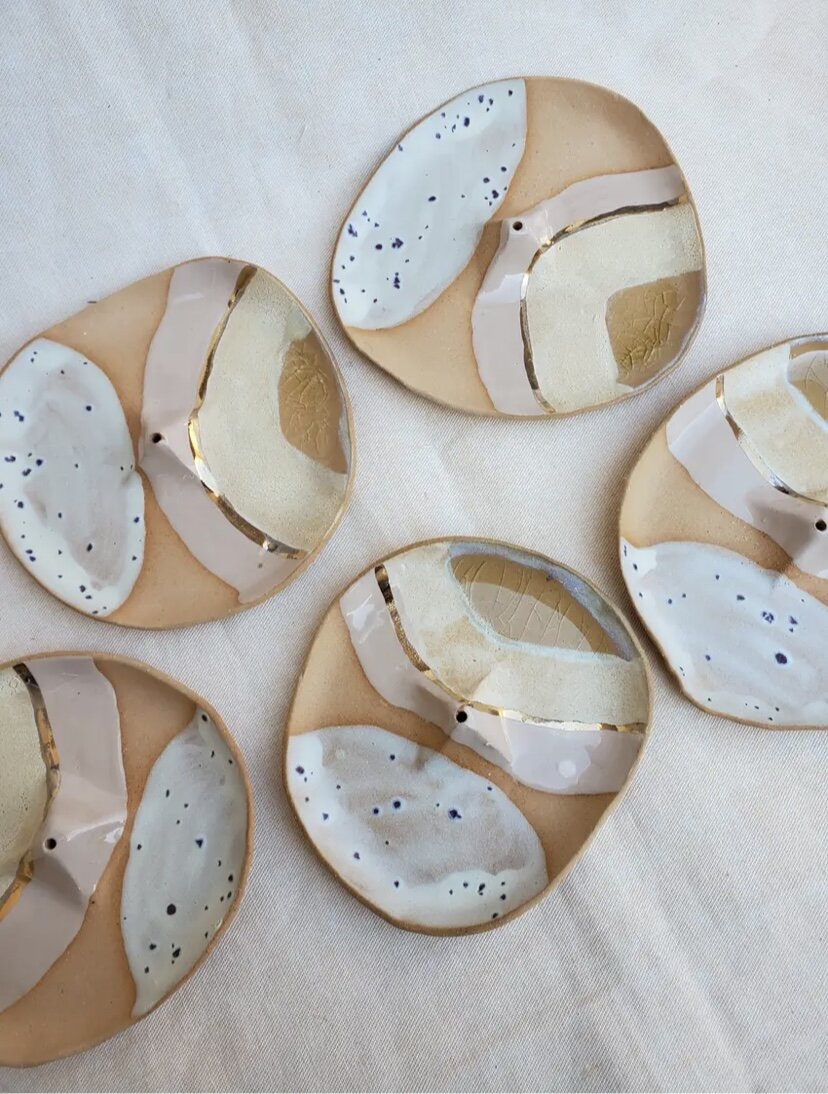 Curious Clay Blush Arc Incense Dish 
