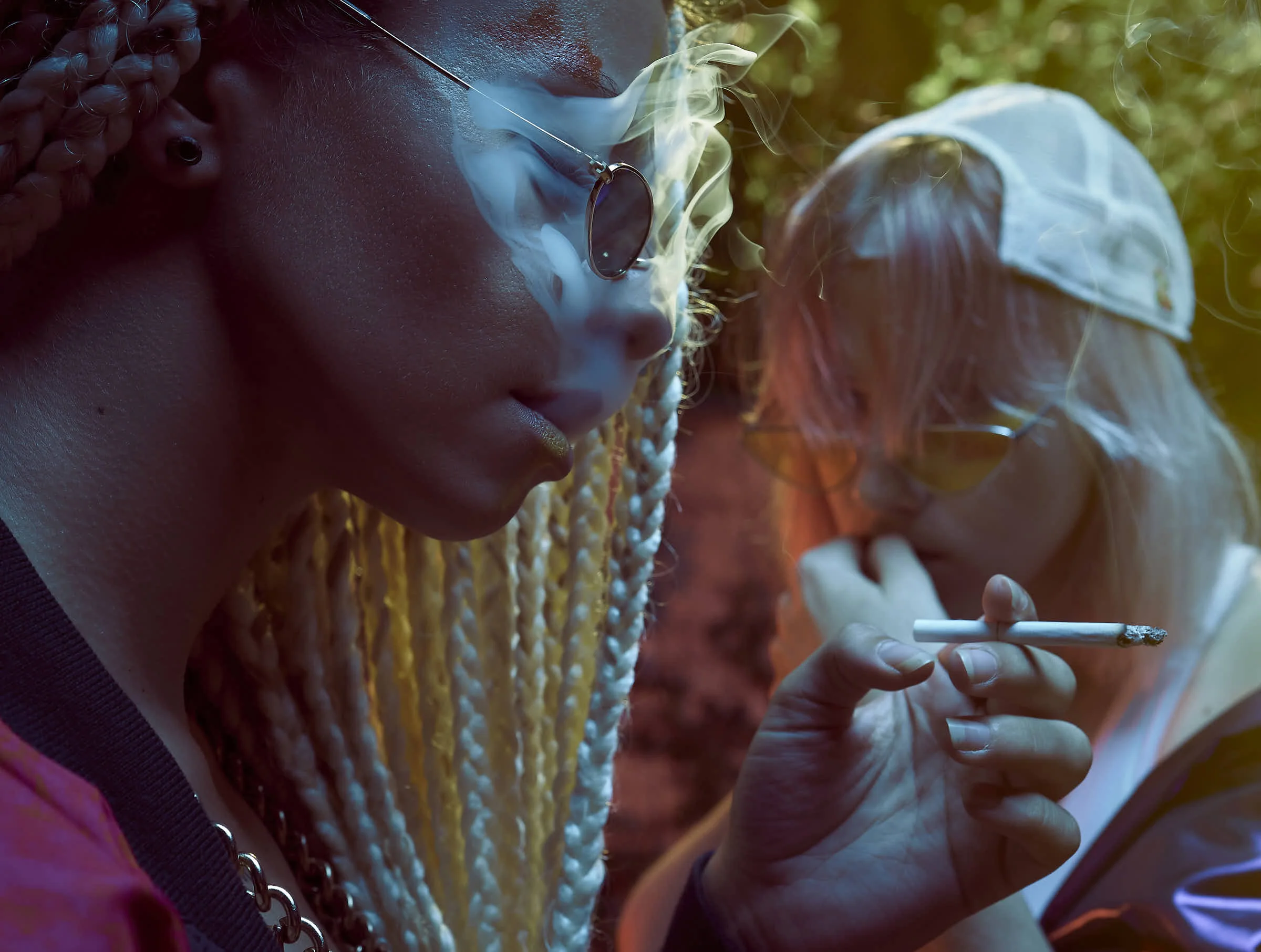 Two girls in a trashy outfit
