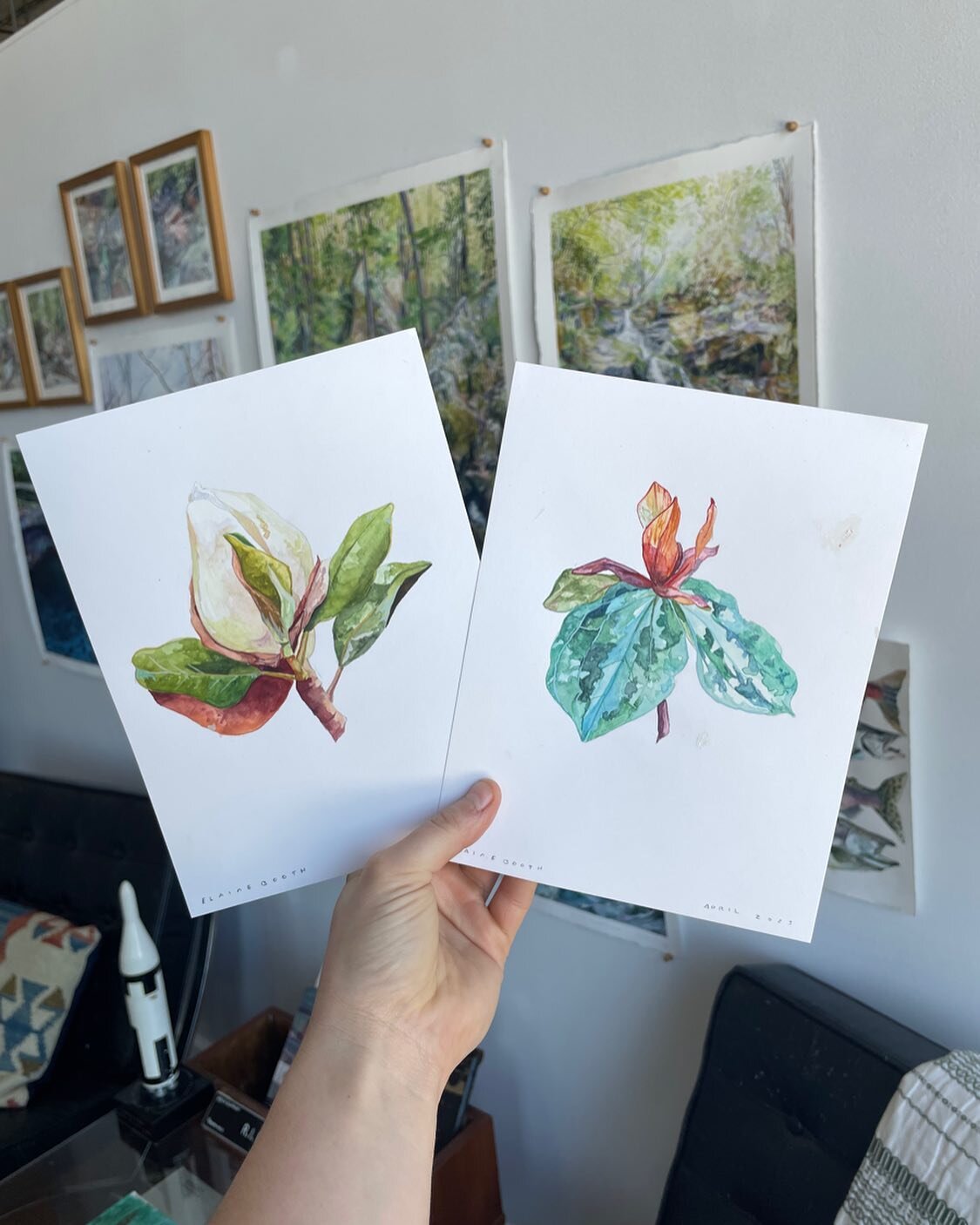 wildflowers for spring. making 10 of them for now, could be more... these two are available for claiming! ✨you can pick up saturday in the studio @lowemillarts 
trillium is sold!