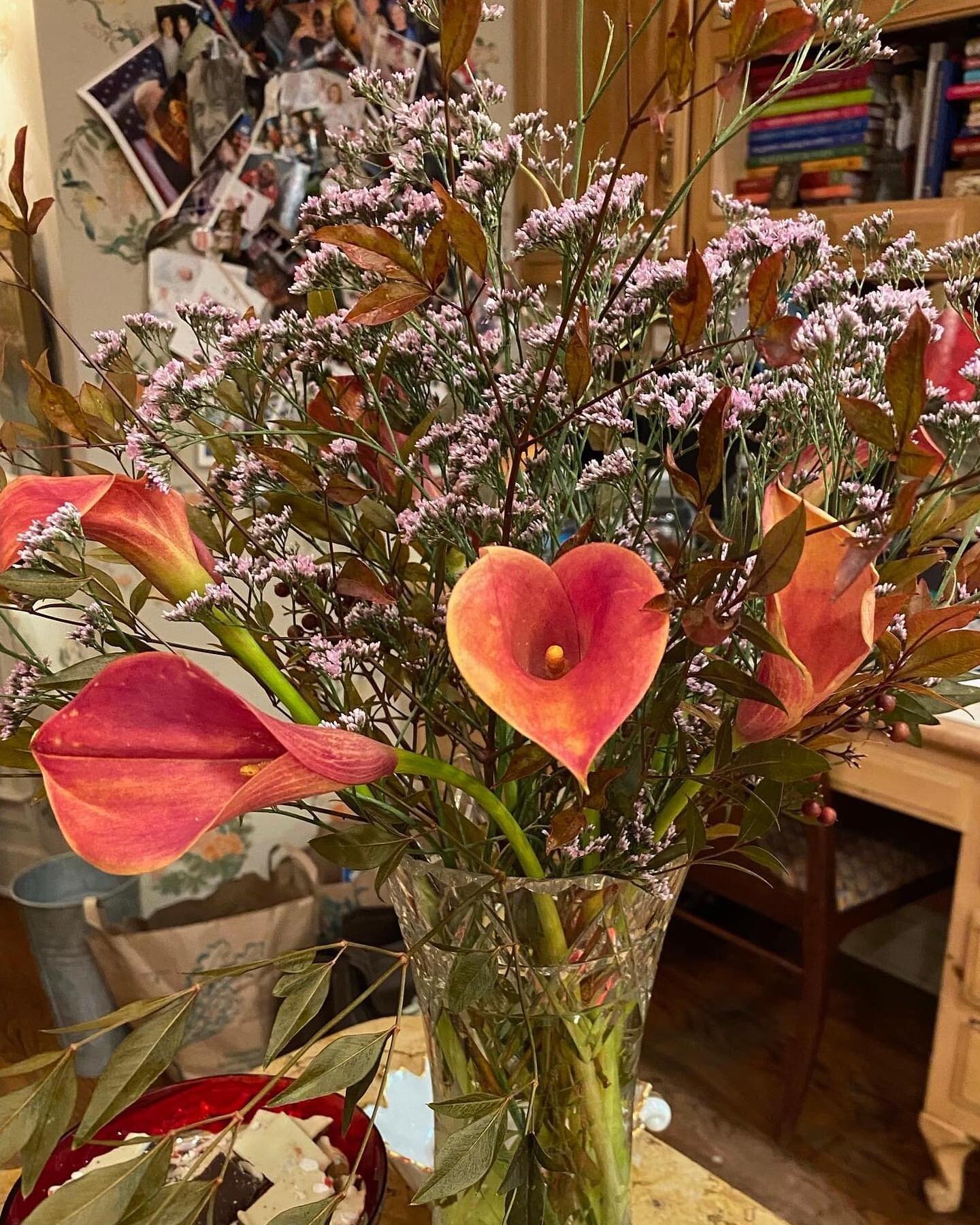 Extra flowers just thrown into a vase at Christmas, and then we notice the heart-shaped Calla Lily... and it was like a trumpet heralding victory! ❤️ &quot;Bless the Lord, O my soul, and forget not all his benefits, who forgives all your iniquity, wh
