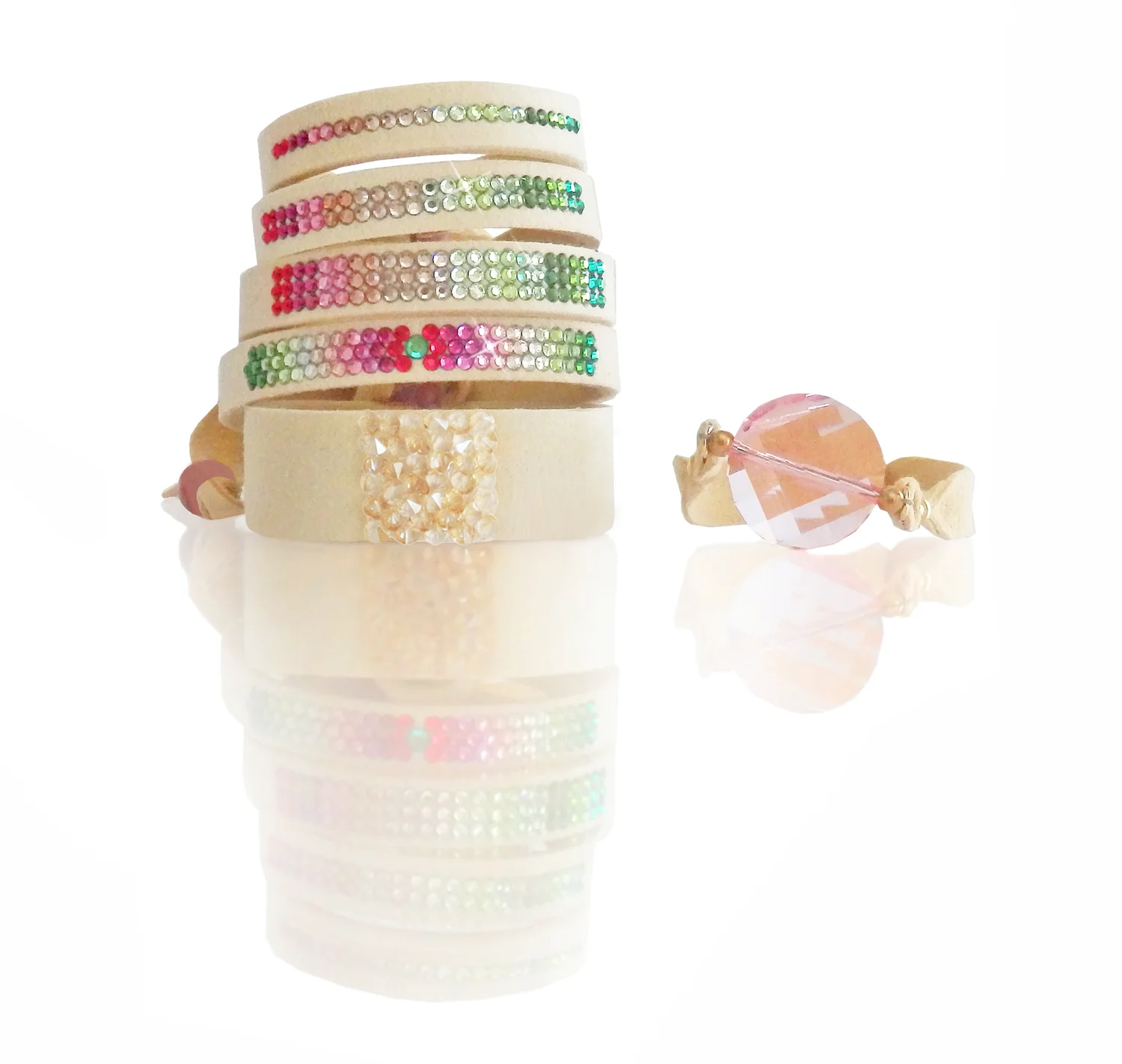 Ultra Bella Watermelon Tourmaline Collection Bella Bands Bracelets featuring Swarovski® crystals