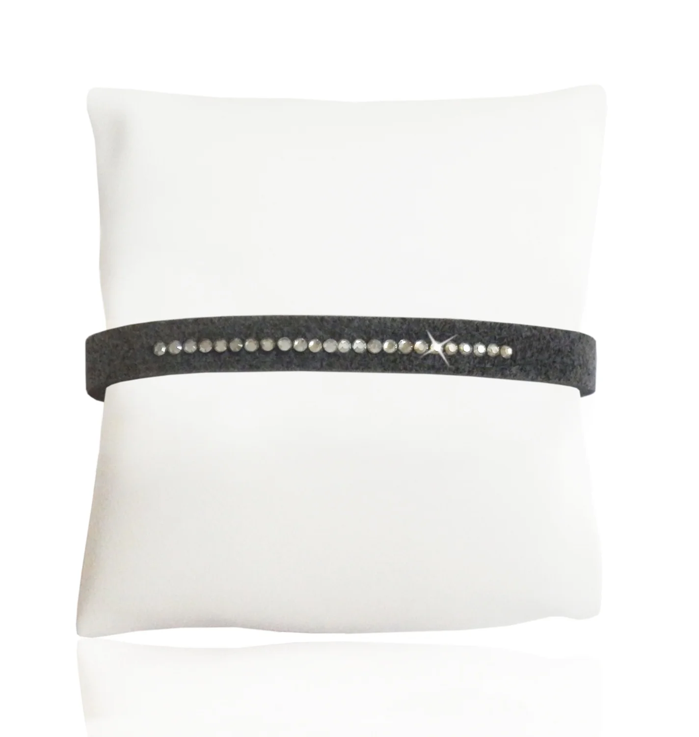 Ultra Bella Dark Grey Collection Bella Bands Bracelets with Swarovski Crystals - Single Line