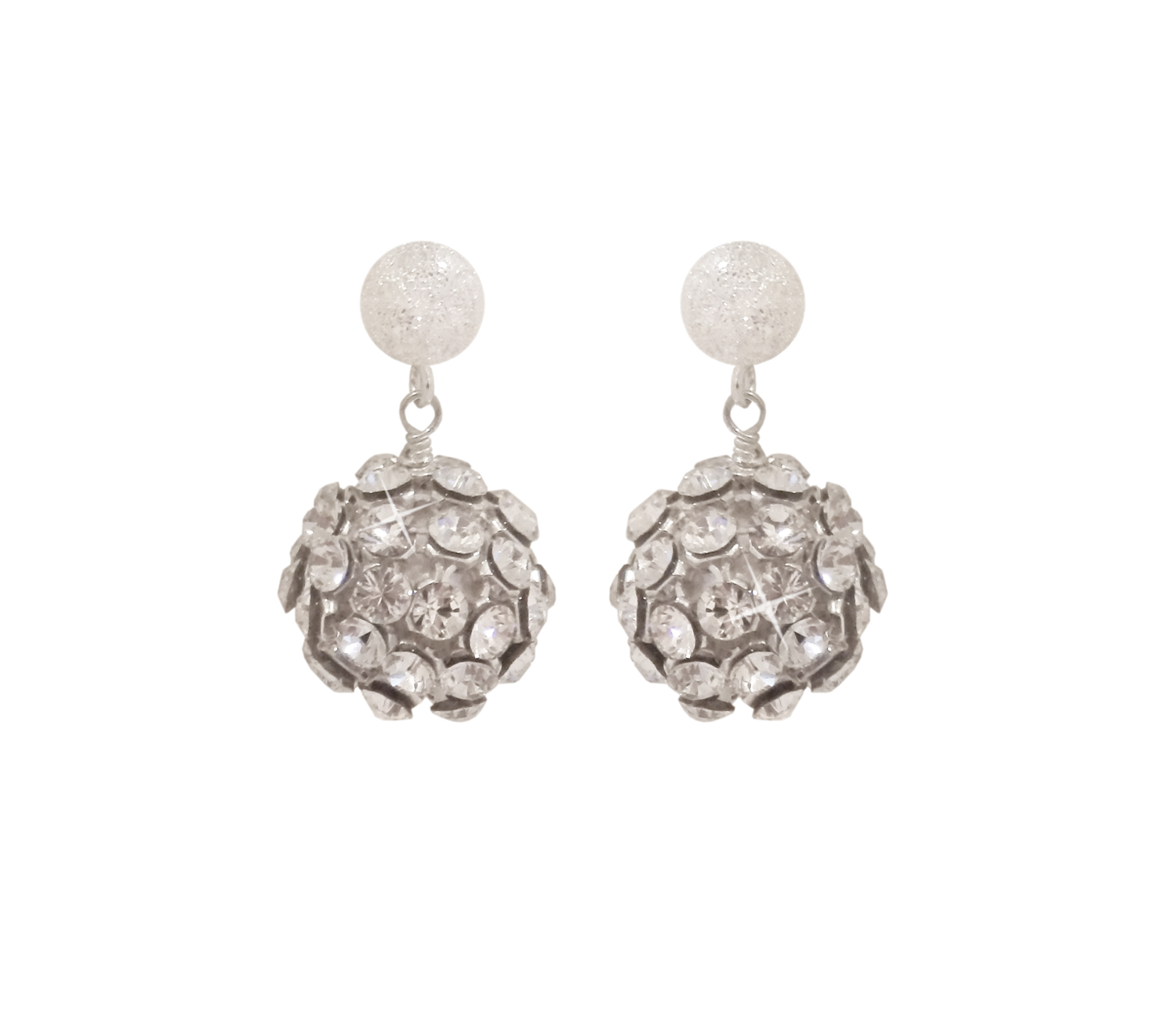 Silver Disco Ball Earrings - Single Tier featuring Swarovski® crystals