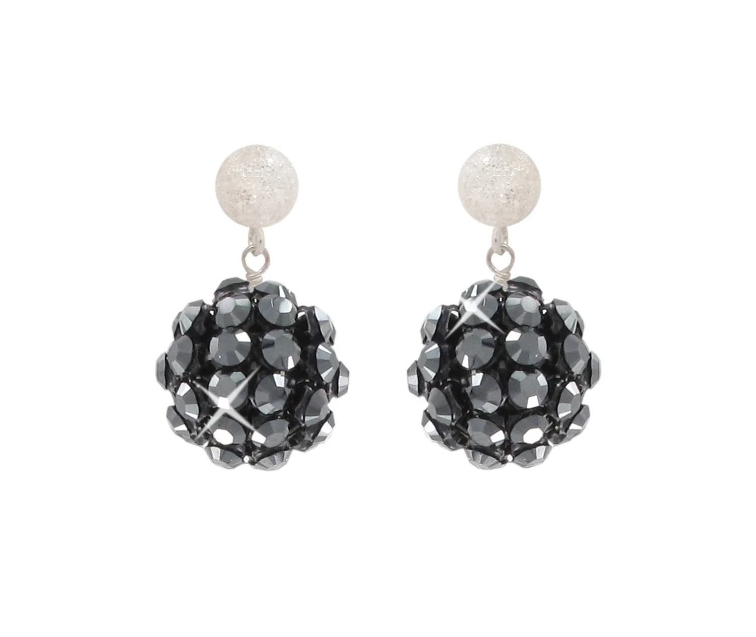 Dark Grey Disco Ball Earrings - Single Tier featuring Swarovski® crystals