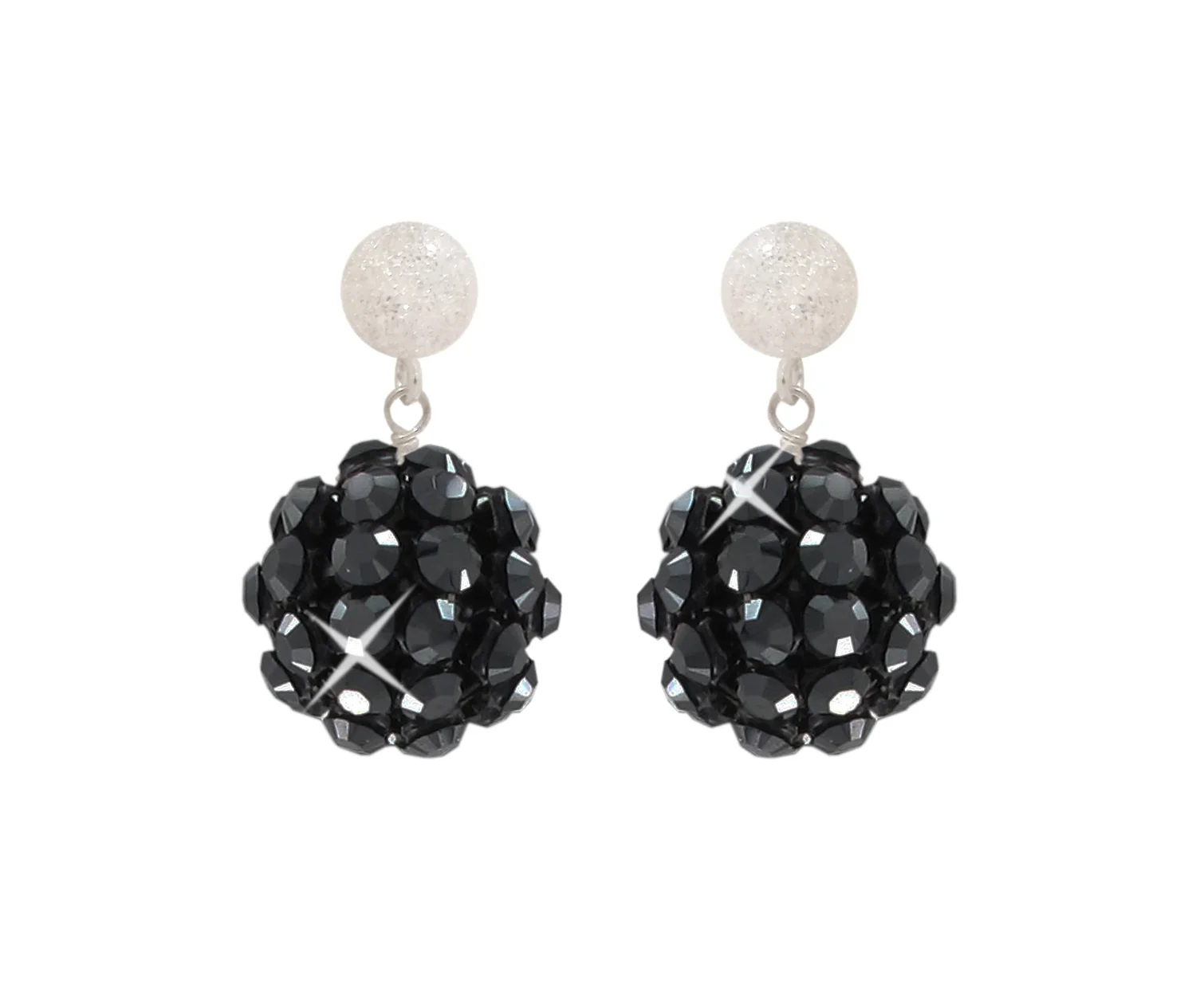 Black Disco Ball Earrings - Single Tier featuring Swarovski® crystals