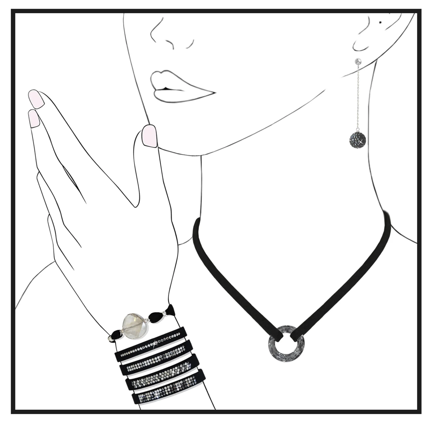 Ball Drop Earrings - Black