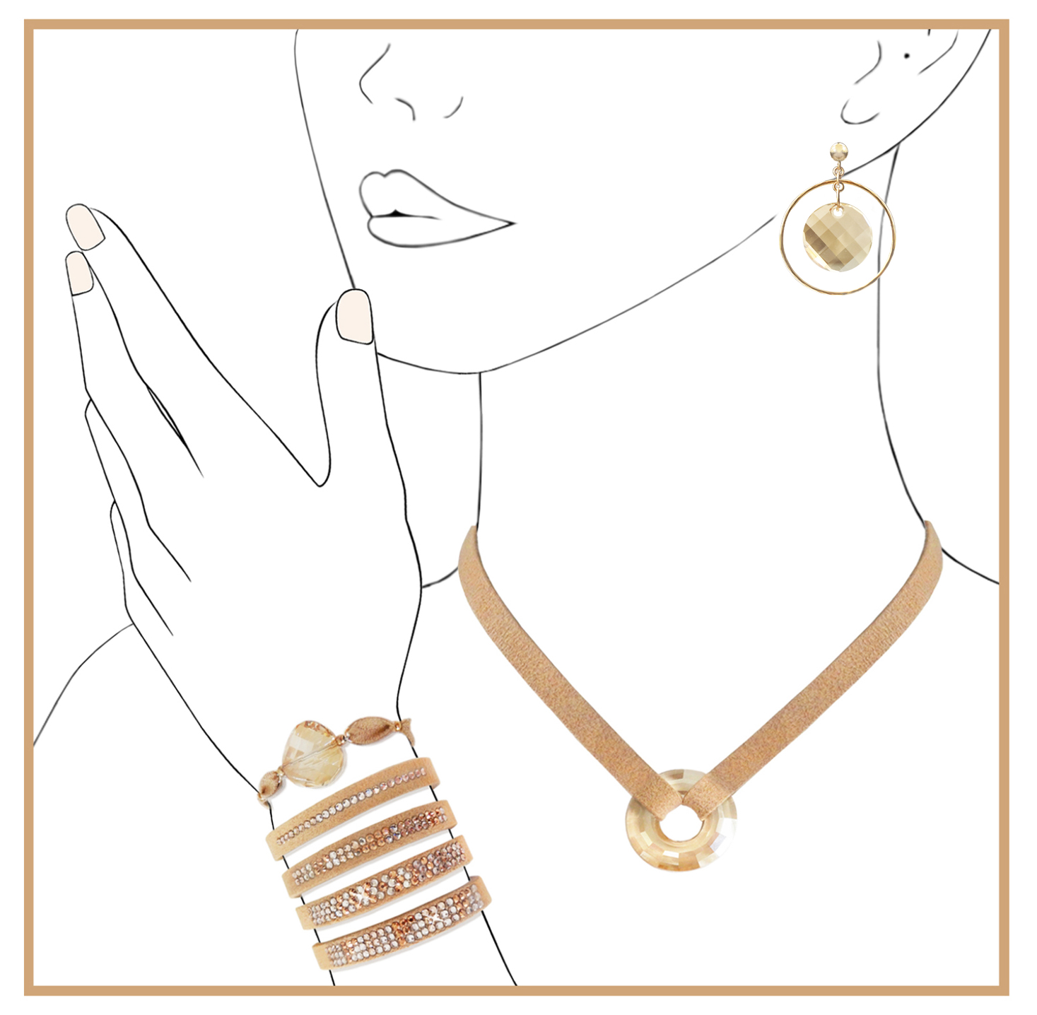 Orbit Earrings - Gold - Swarovski & 14K Gold Fill