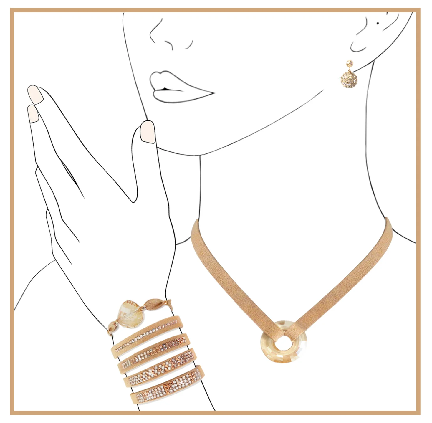 Ultra Bella Gold Disc Necklace featuring Swarovski® crystals