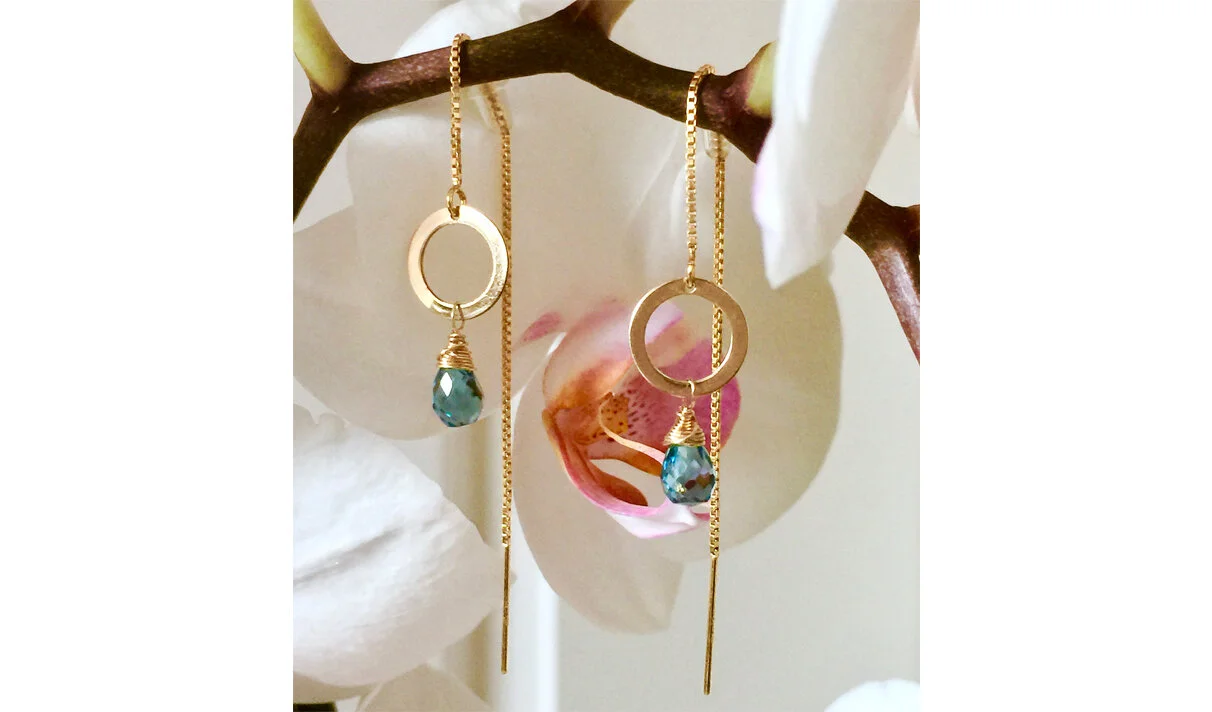 London Blue Topaz Briolette Threader Earrings