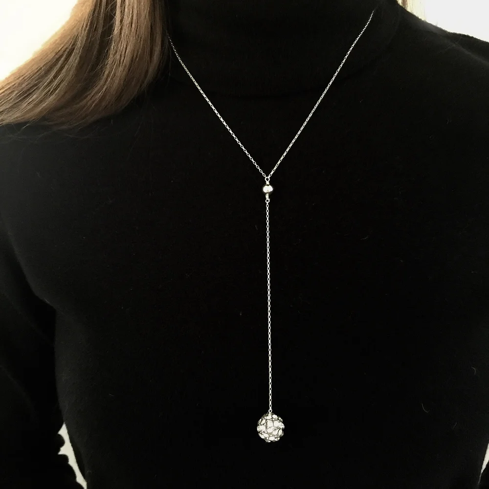 Vintage Swarovski Lariat Ball Drop Necklace — Ultra Bella - Main Image