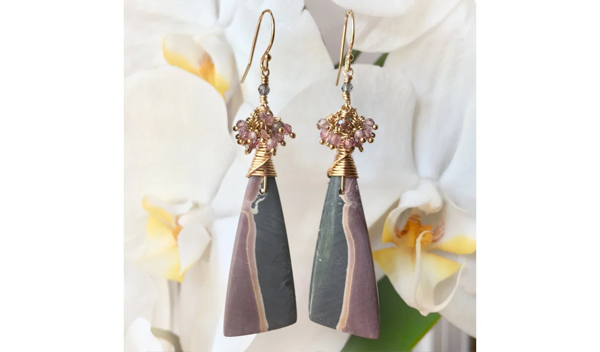 Aix-en-Provence - Natural Jasper & Burmese Spinel Earrings