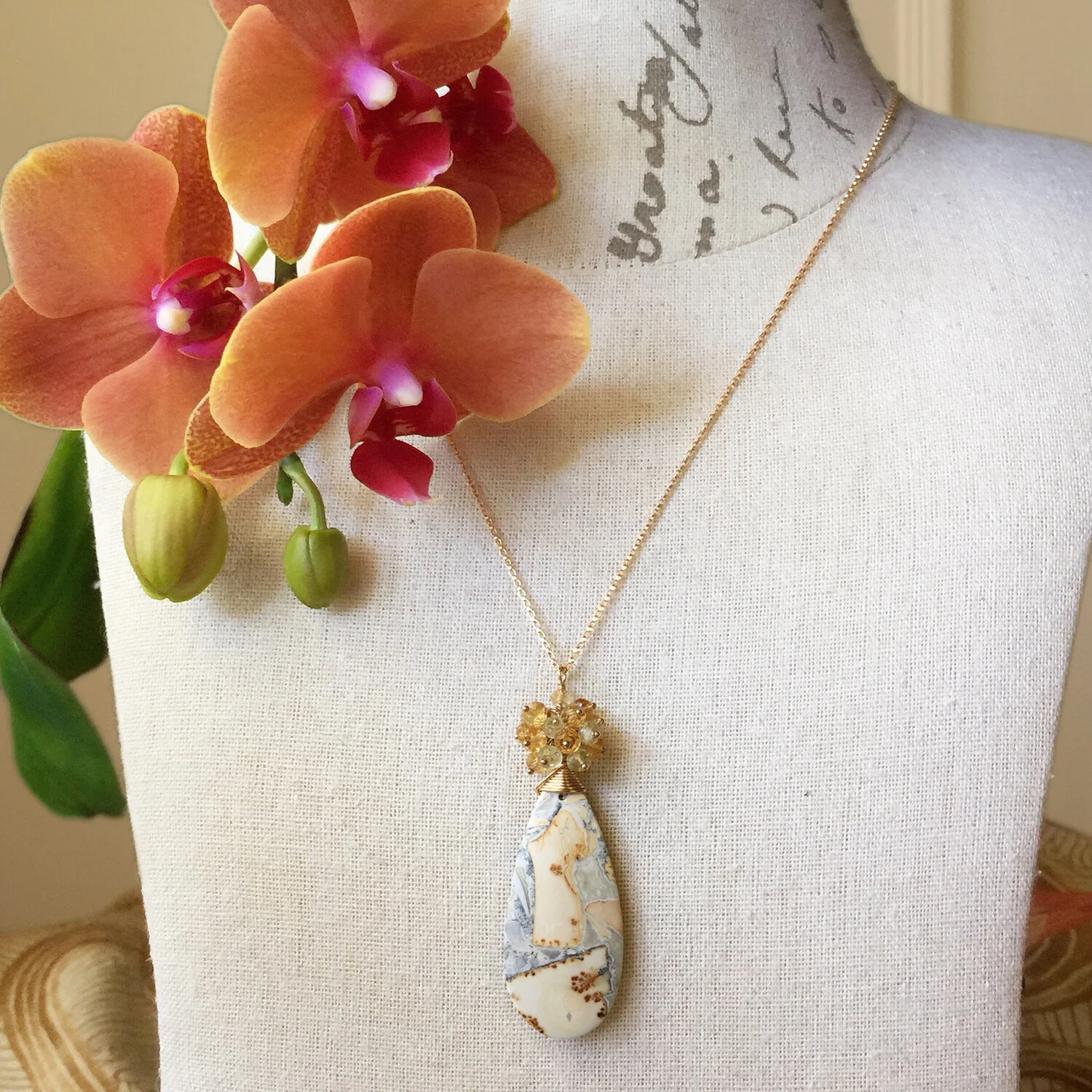 Cinque Terre - Landscape Jasper & Citrine Necklace